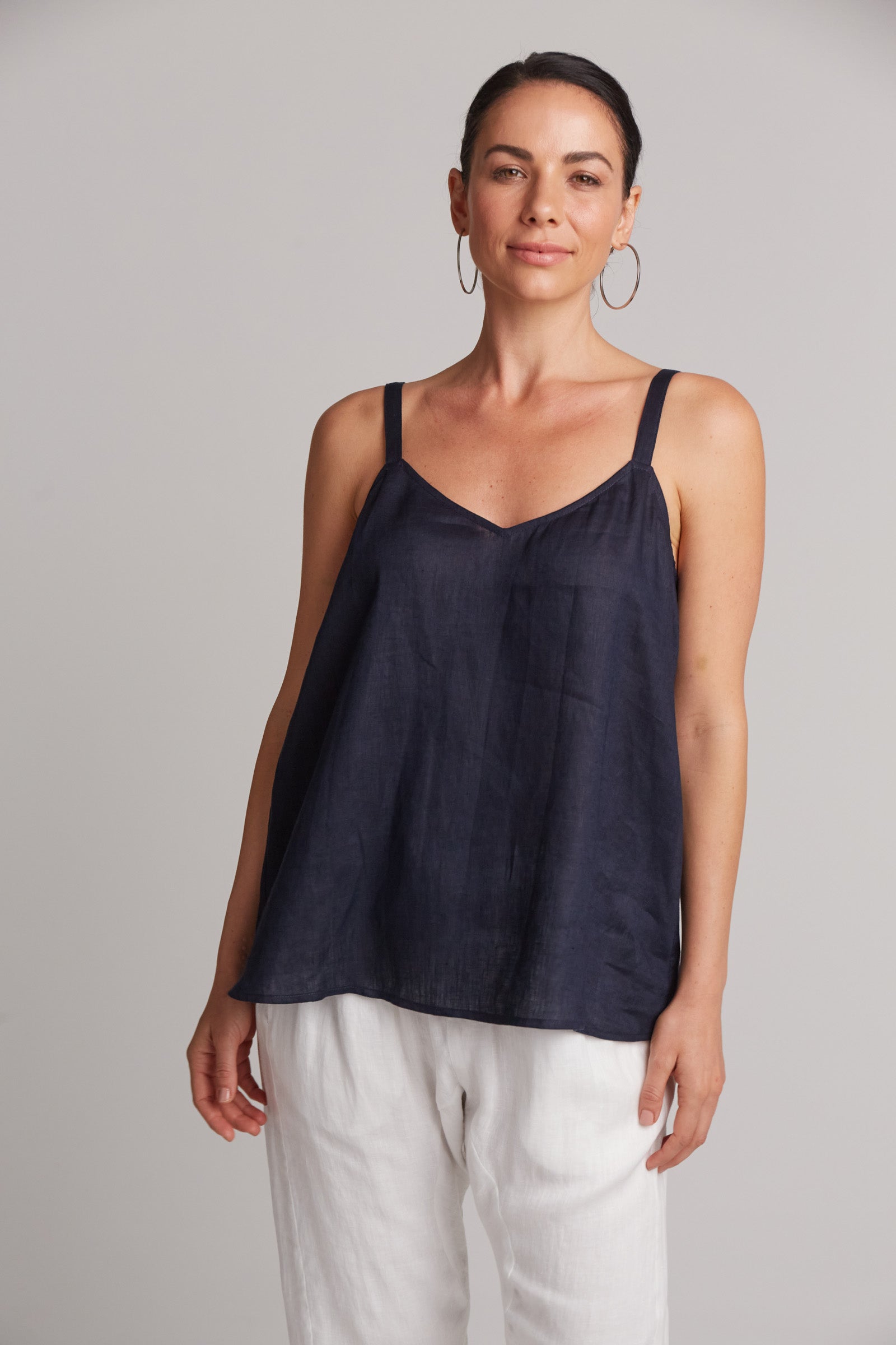 Studio Tank - Navy - eb&ive Clothing - Top Strappy Linen