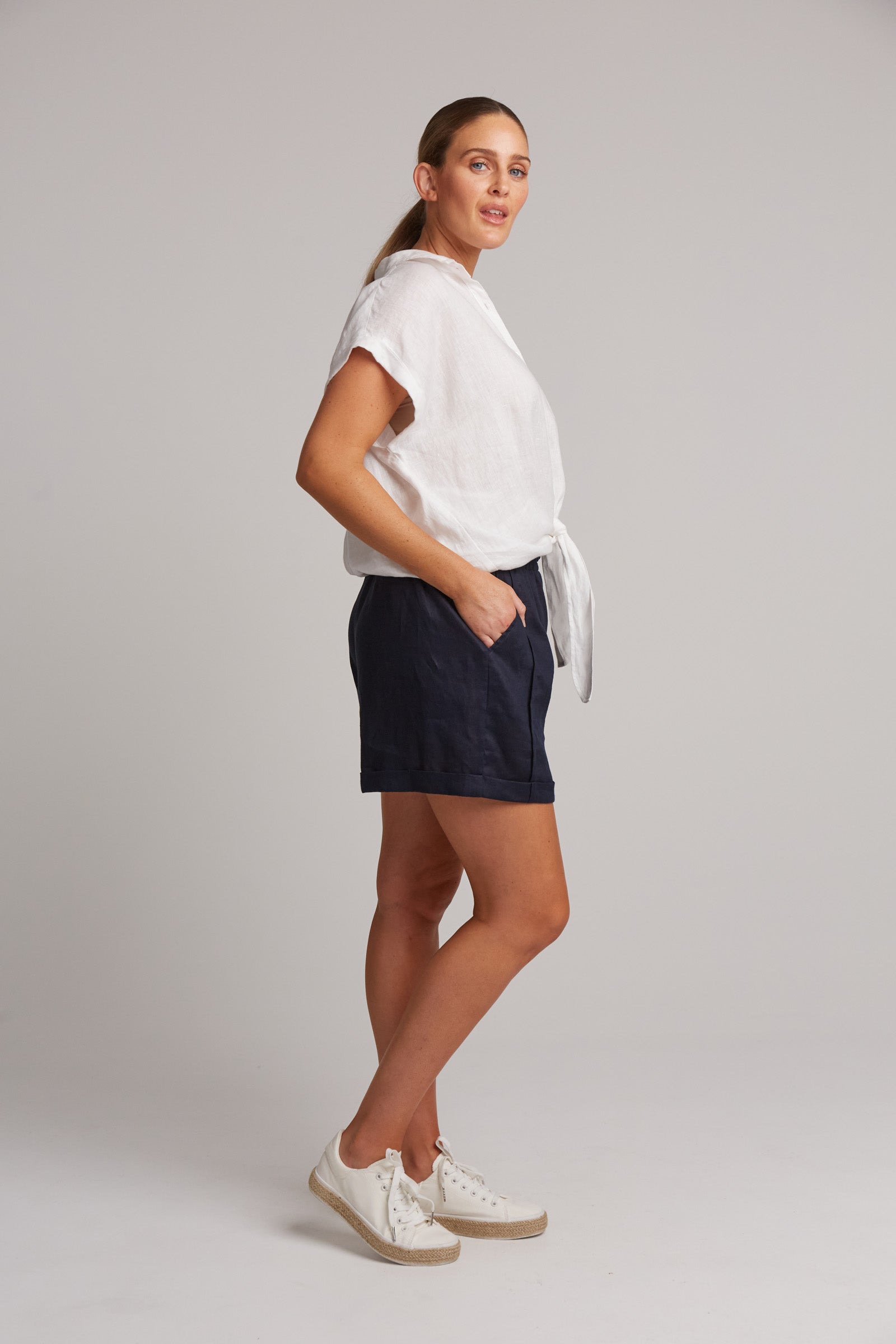 Studio Tie Shirt - Salt - eb&ive Clothing - Shirt S/S Linen One Size