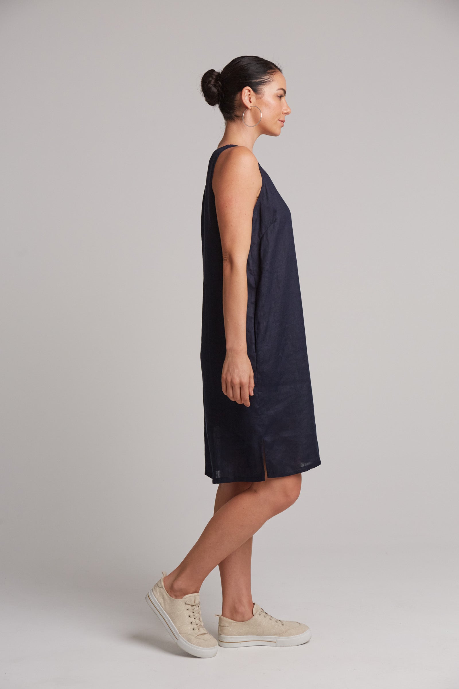 Studio Midi Dress - Navy - eb&ive Clothing - Dress Mid Linen