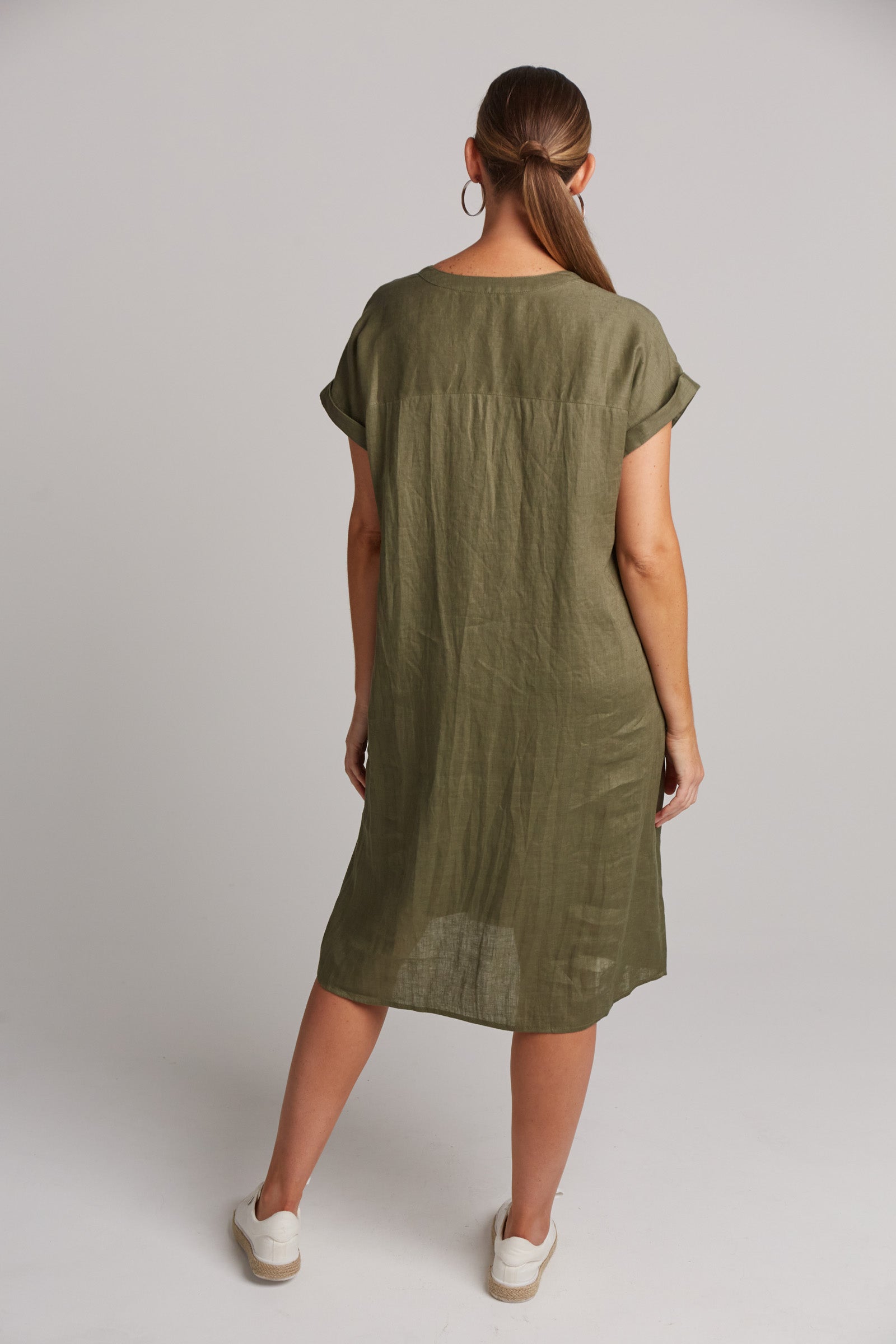 Studio Dress - Khaki - eb&ive Clothing - Dress Mid Linen