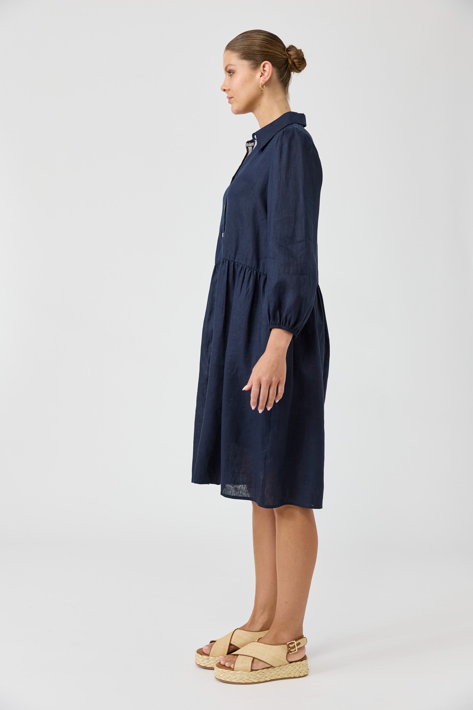 Studio Midi Shirt Dress - Navy