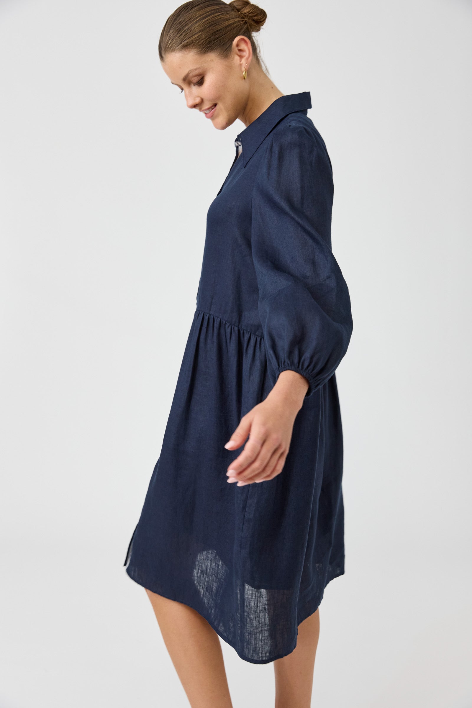 Studio Midi Shirt Dress - Navy