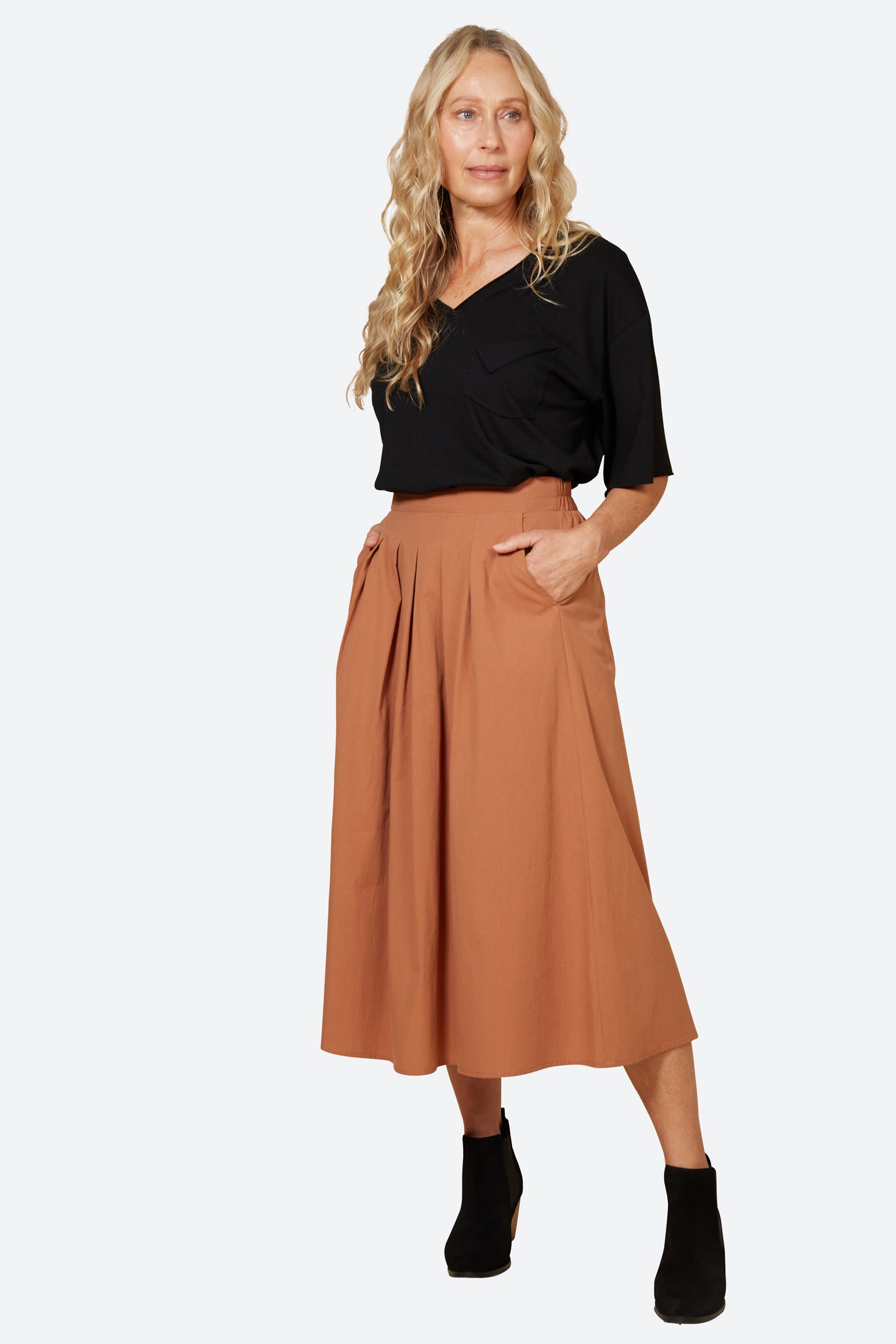 Studio Pleat Skirt - Cinnamon - eb&ive Clothing - Skirt Maxi