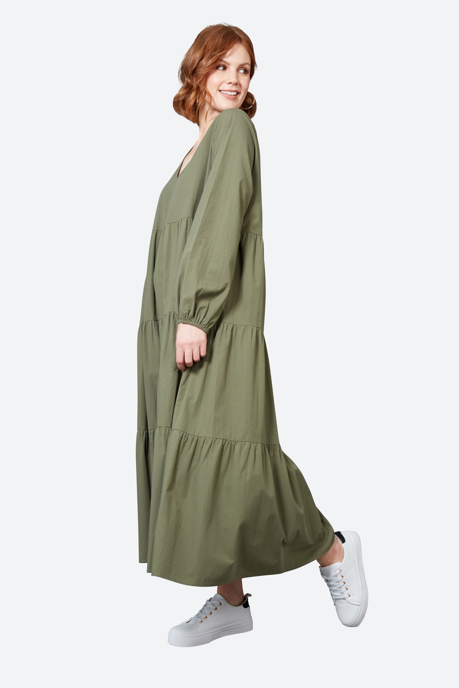Studio Tiered Maxi - Khaki - eb&ive Clothing - Dress Maxi