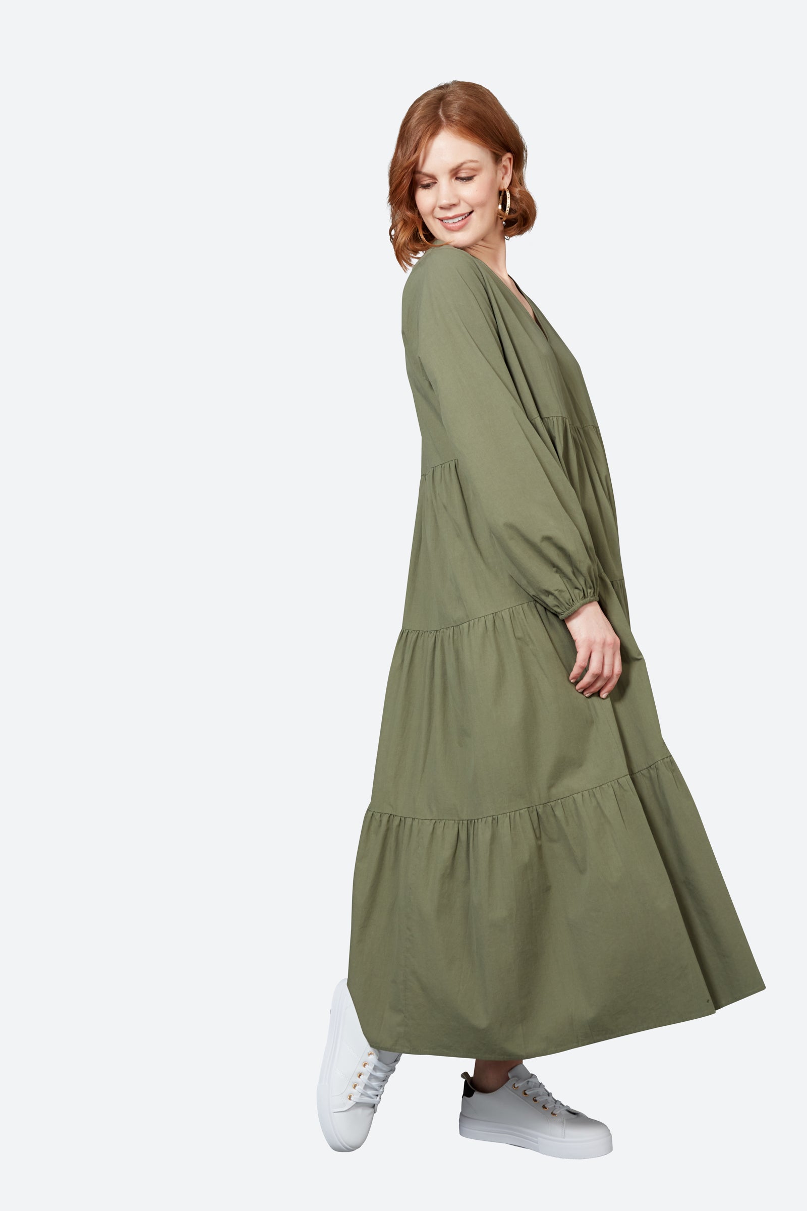 Studio Tiered Maxi - Khaki - eb&ive Clothing - Dress Maxi