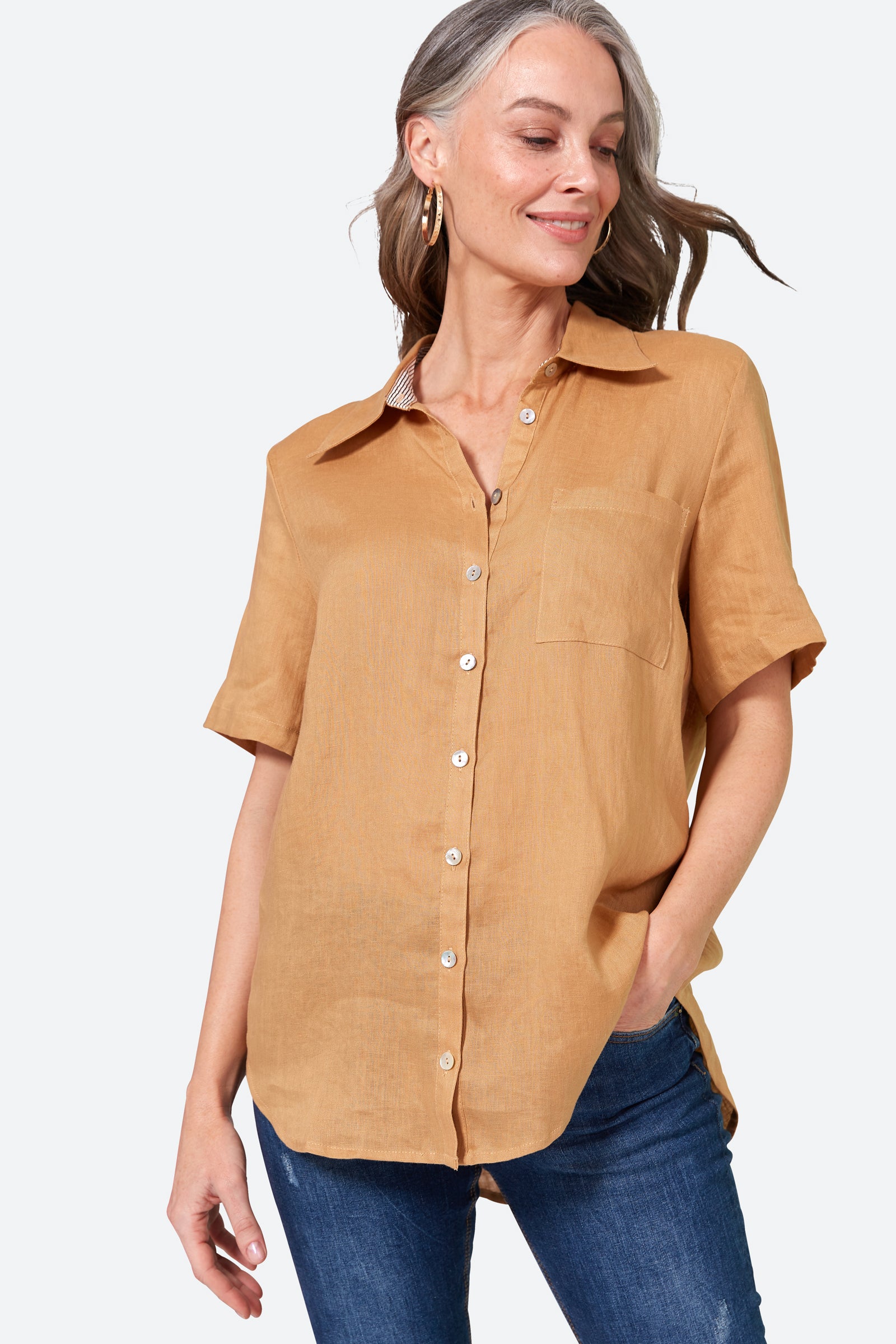 La Vie Shirt - Caramel - eb&ive Clothing - Shirt S/S Linen