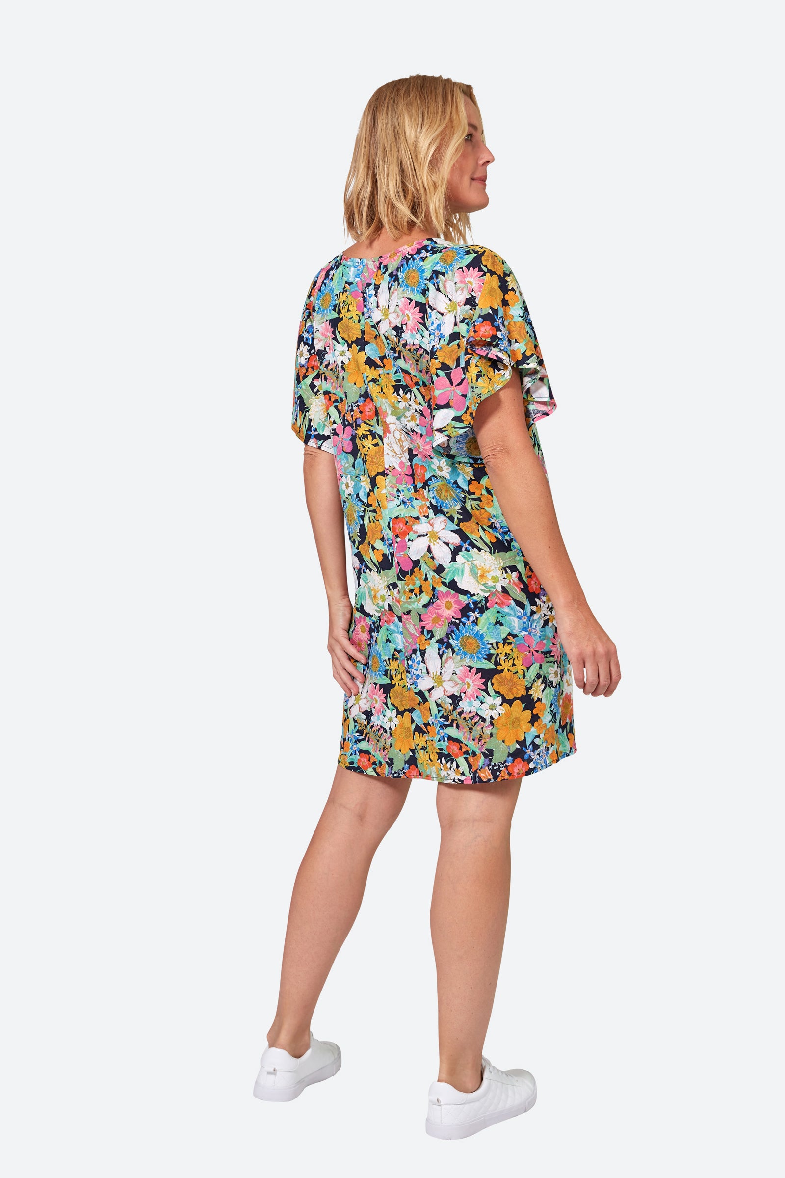 Verve Dress - Navy Flourish - eb&ive Clothing - Dress Mid Linen