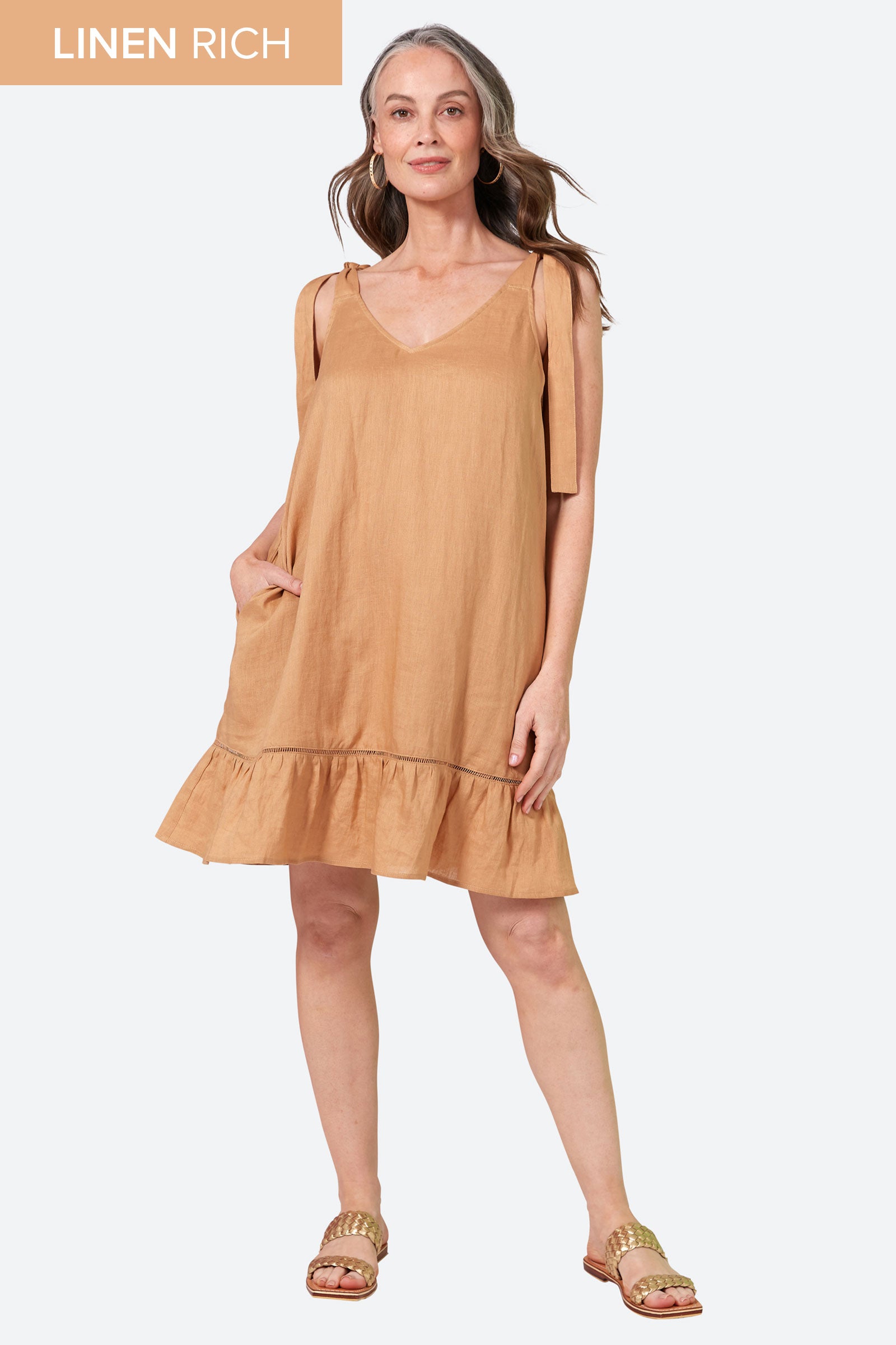 La Vie Tie Dress - Caramel