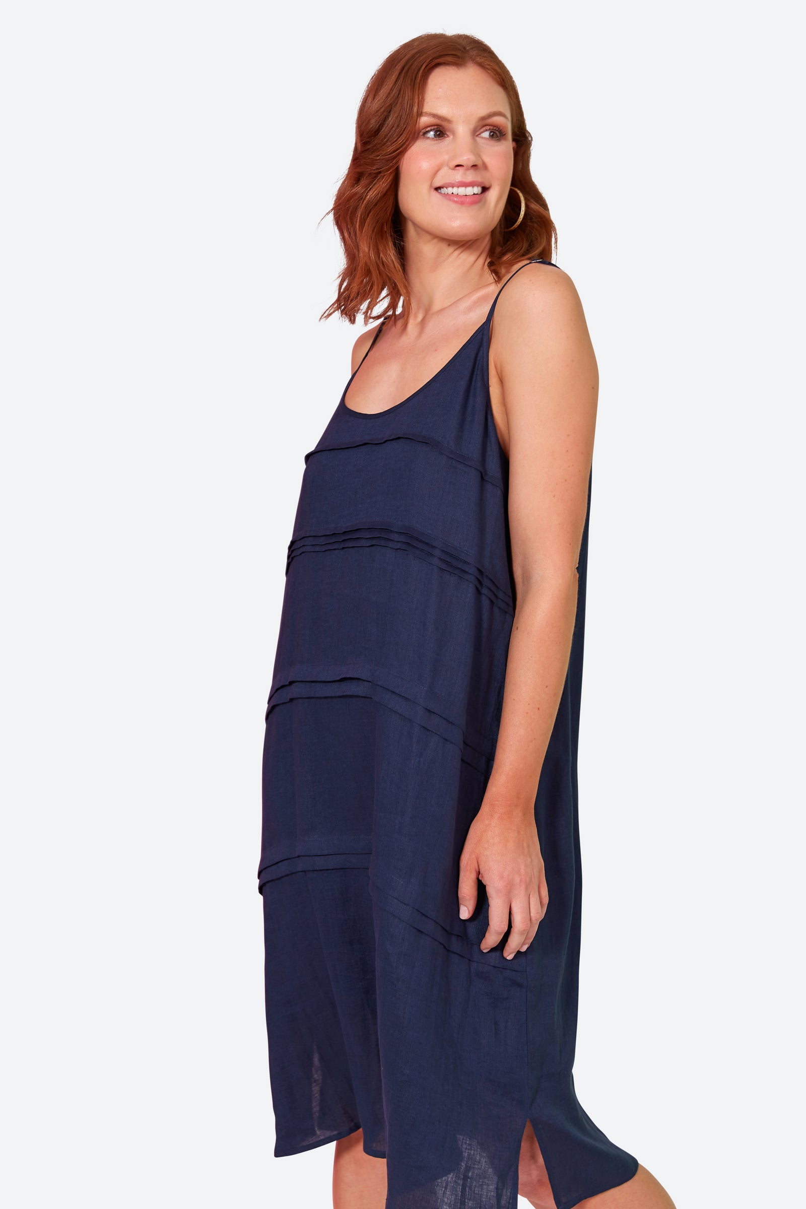 La Vie Tank Dress - Sapphire - eb&ive Clothing - Dress Strappy Mid Linen