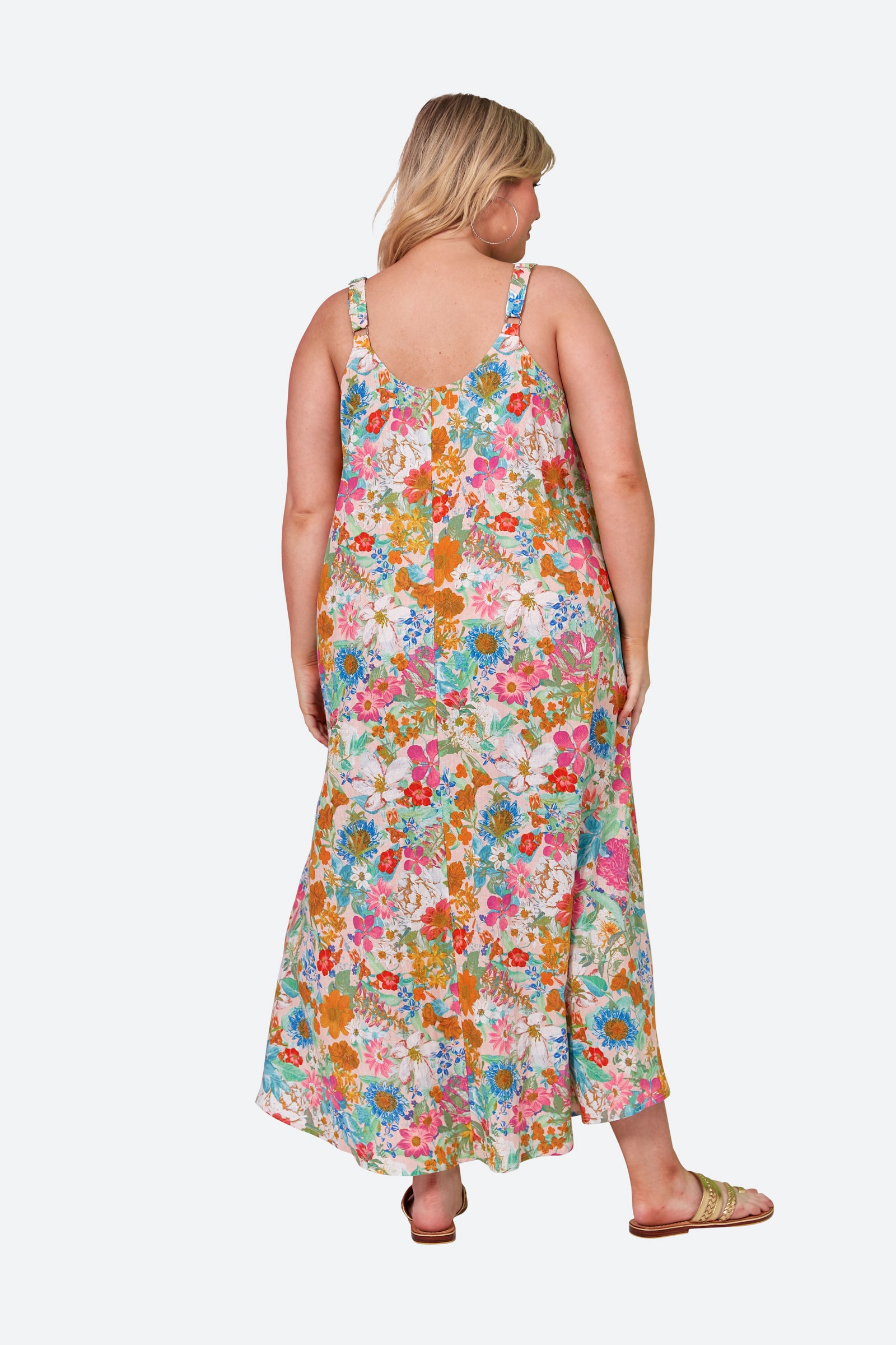 Verve Tank Maxi - Pink Flourish - eb&ive Clothing - Dress Strappy Maxi Linen