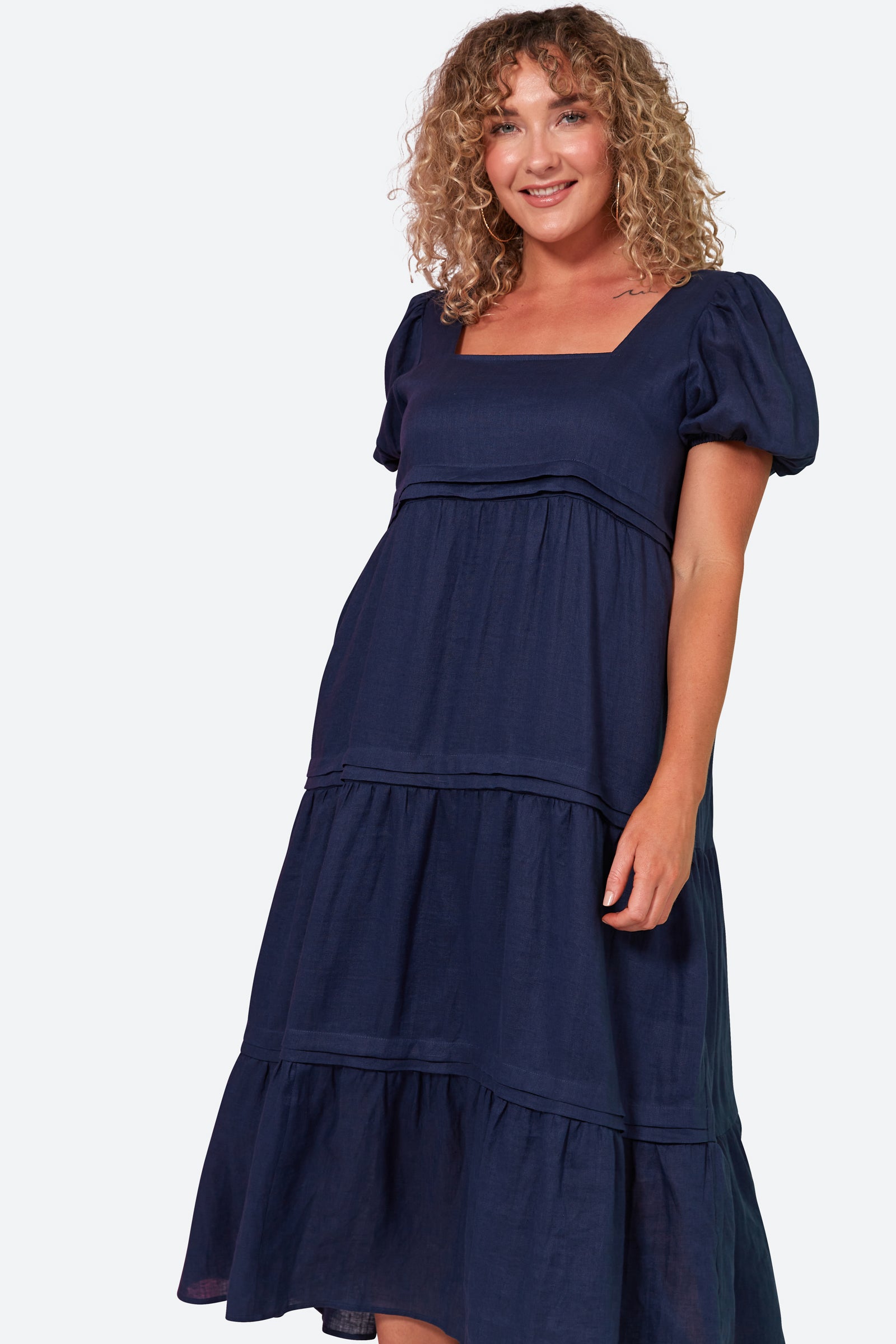La Vie Pintuck Maxi - Sapphire - eb&ive Clothing - Dress Maxi Linen