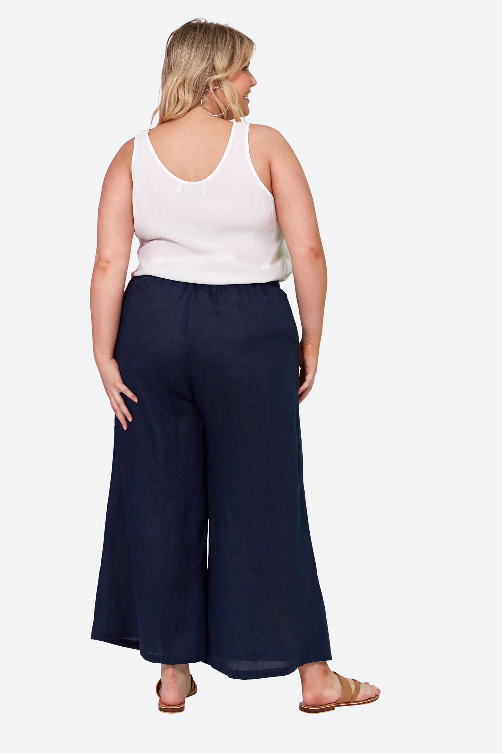 La Vie Crop Pant - Sapphire - eb&ive Clothing - Pant Relaxed Crop Linen