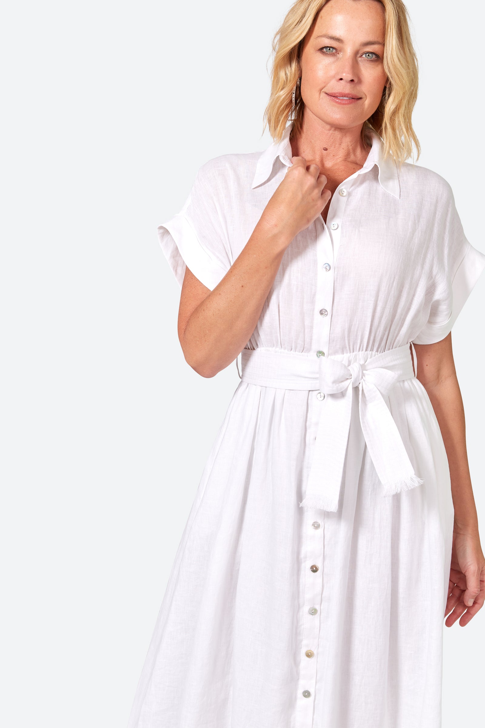 La Vie Shirt Dress - Blanc - eb&ive Clothing - Shirt Dress Maxi Linen