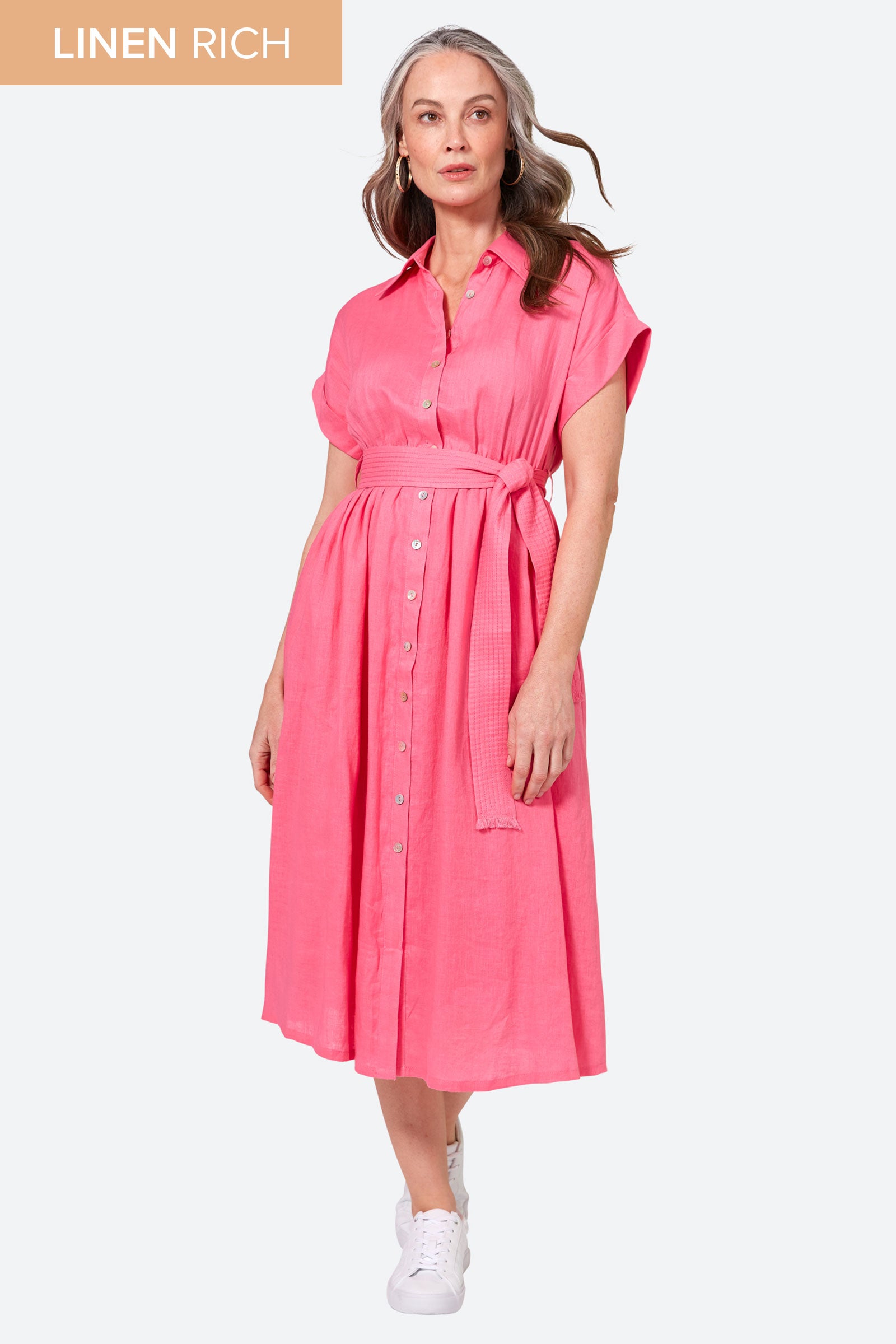 La Vie Shirt Dress - Candy - eb&ive Clothing - Shirt Dress Maxi Linen