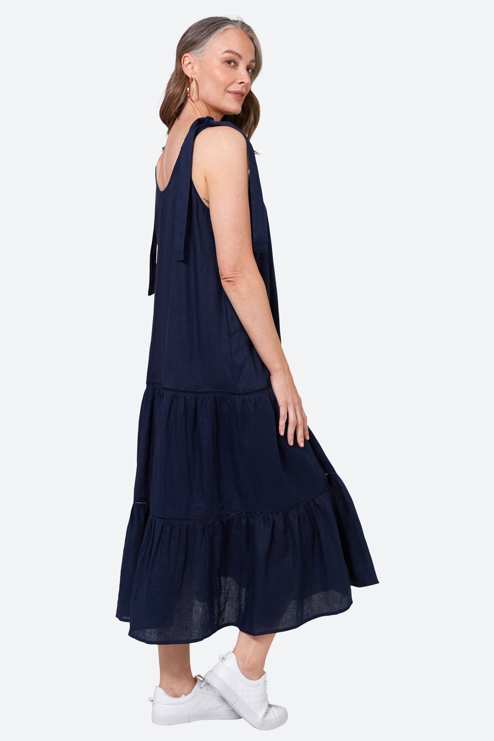 La Vie Tie Maxi - Sapphire - eb&ive Clothing - Dress Strappy Maxi Linen