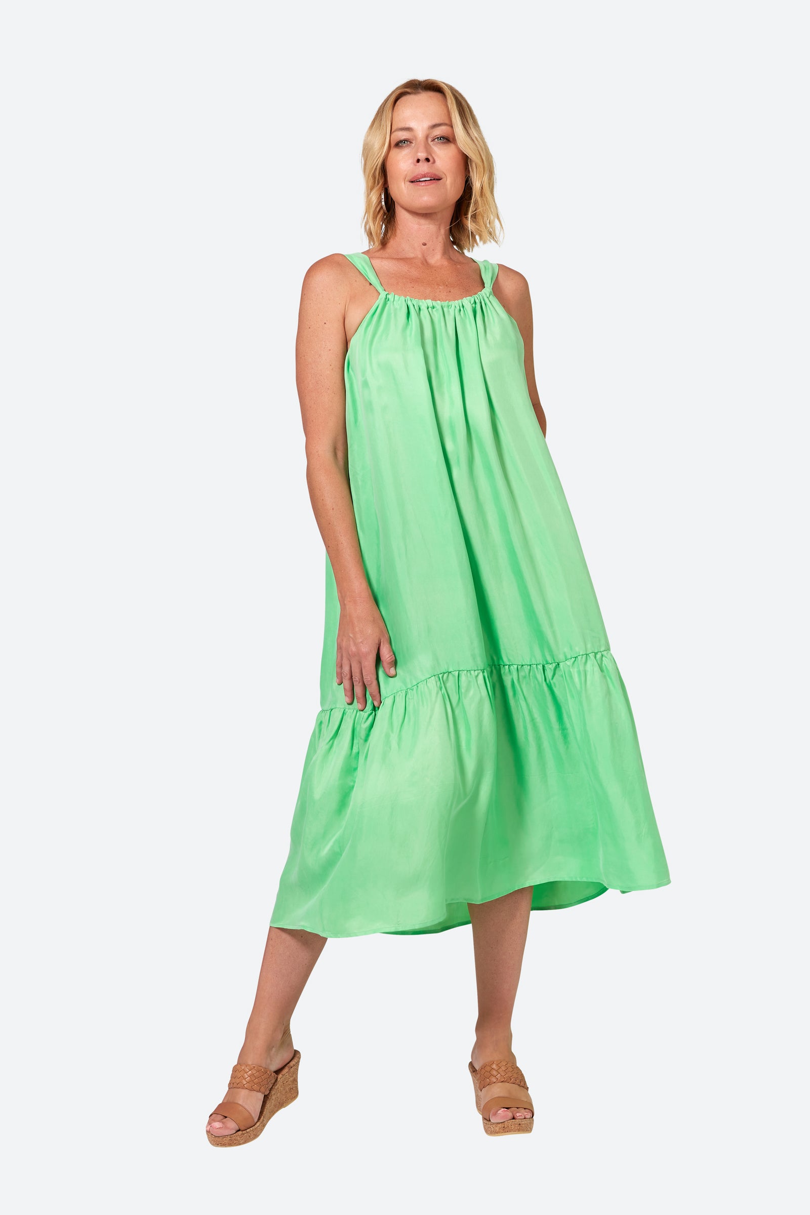 Elixir Tank Dress - Kiwi - eb&ive Clothing - Dress Strappy Mid Cupro