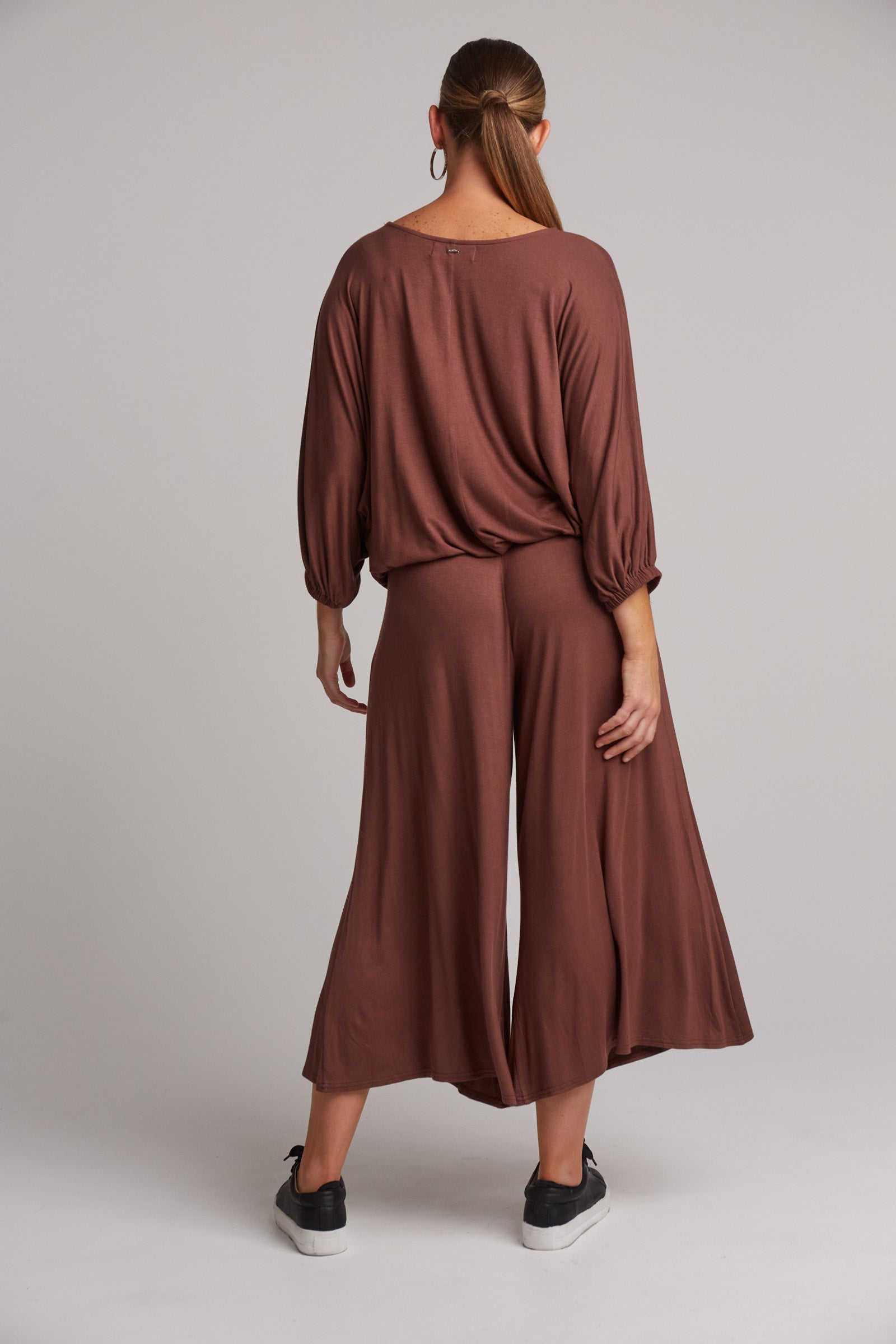 Studio Jersey Relaxed Top - Mocha - eb&ive Clothing - Top 3/4 Sleeve Jersey