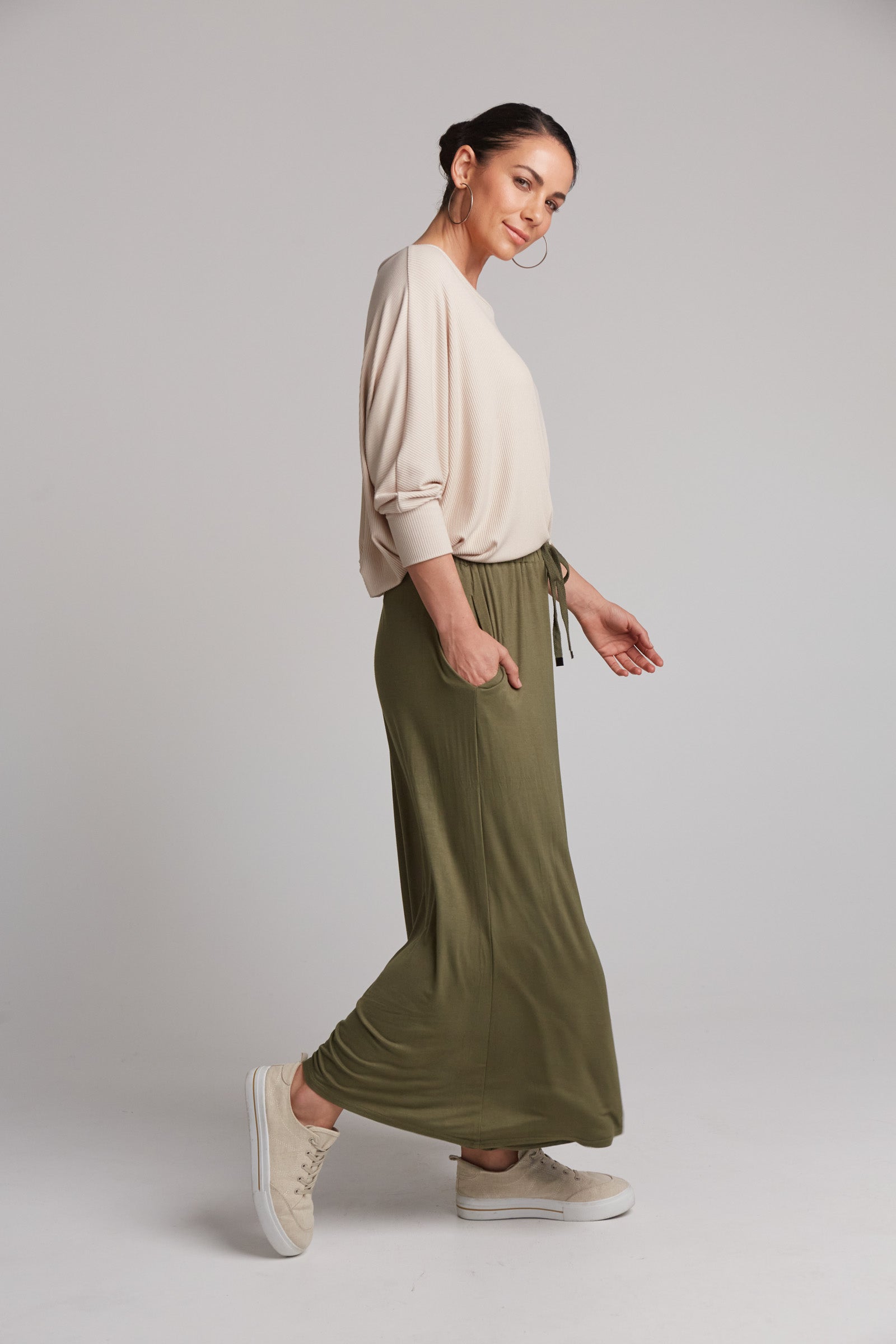 Studio Jersey Tie Pant - Fern - eb&ive Clothing - Pant Relaxed Jersey