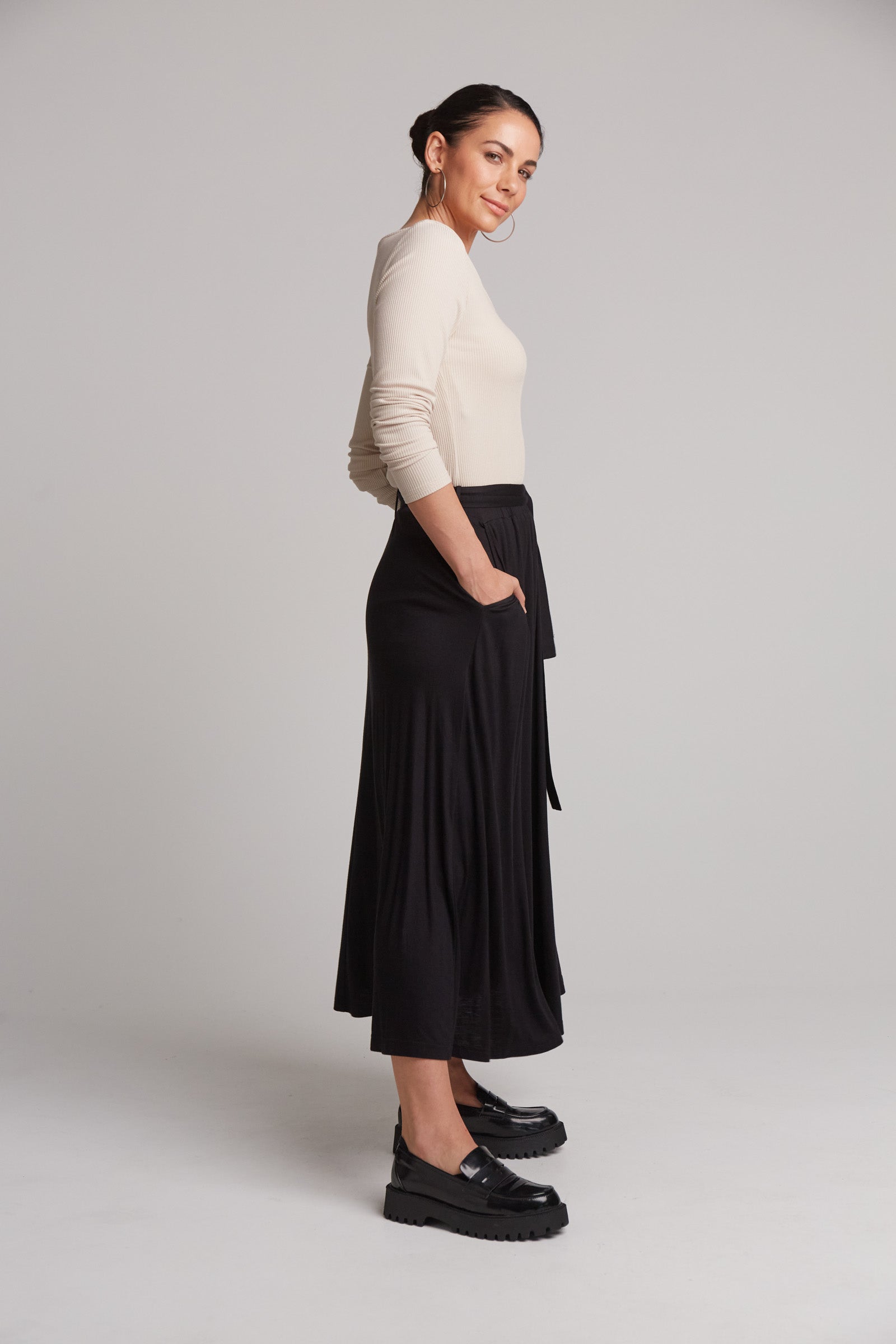 Studio Jersey Tie Skirt - Ebony - eb&ive Clothing - Skirt Maxi