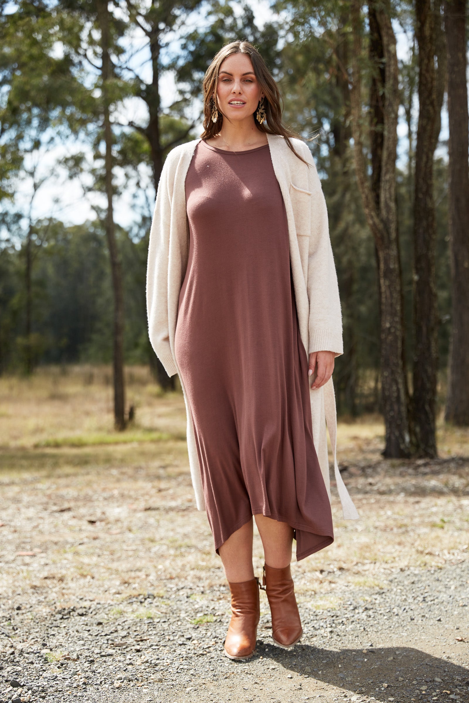 Studio Jersey Dress - Mocha - eb&ive Clothing - Dress Maxi