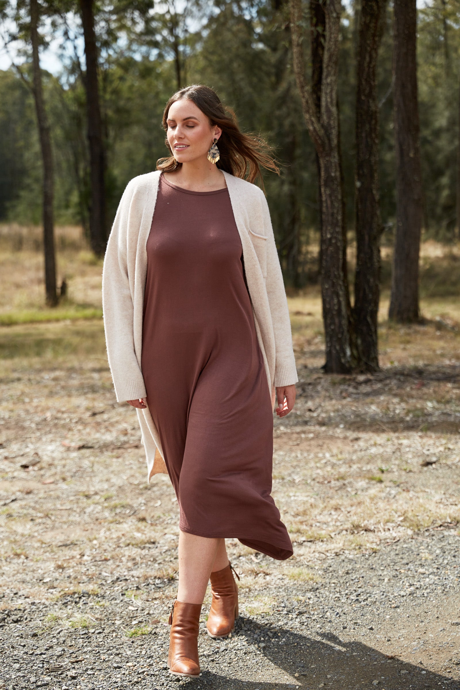 Studio Jersey Dress - Mocha - eb&ive Clothing - Dress Maxi