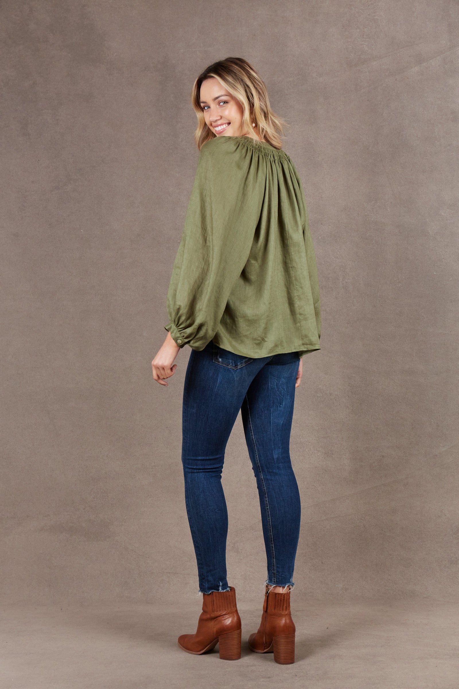 Nama Blouse - Fern - eb&ive Clothing - Top 3/4 Sleeve Linen