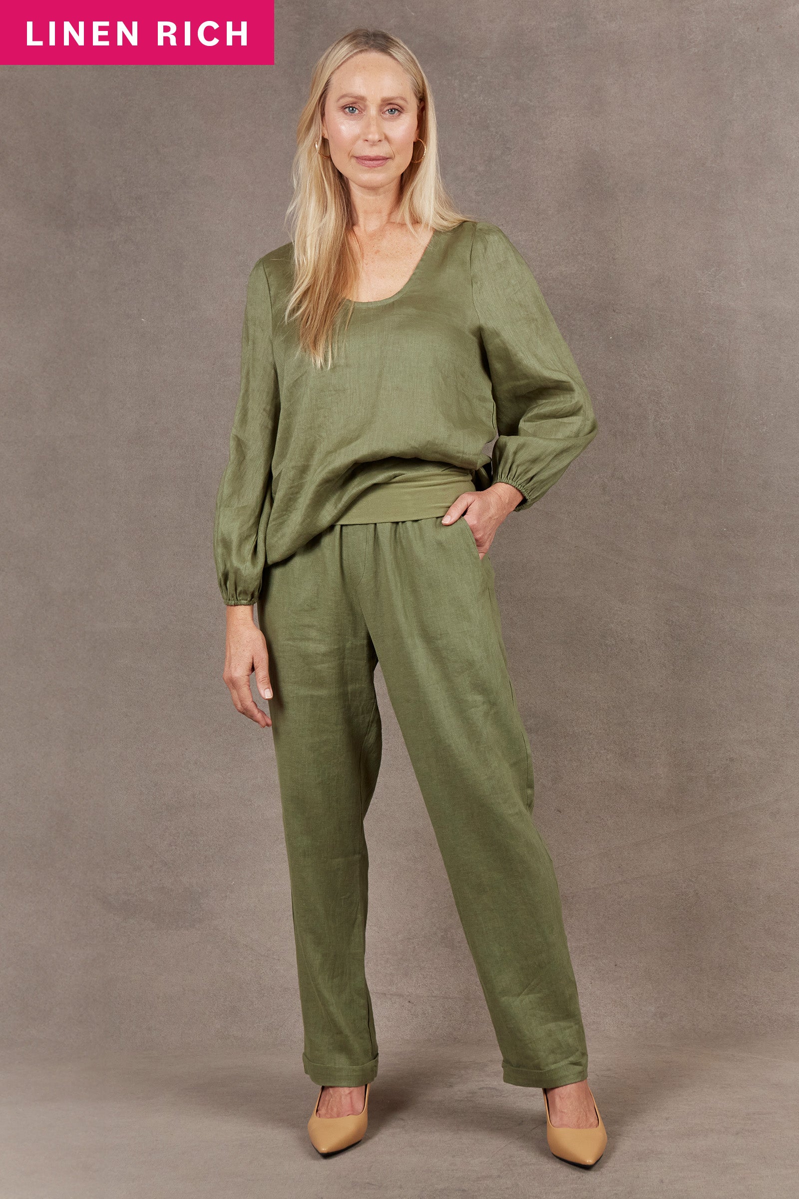 Nama Relax Pant - Fern - eb&ive Clothing - Pant Relaxed Linen