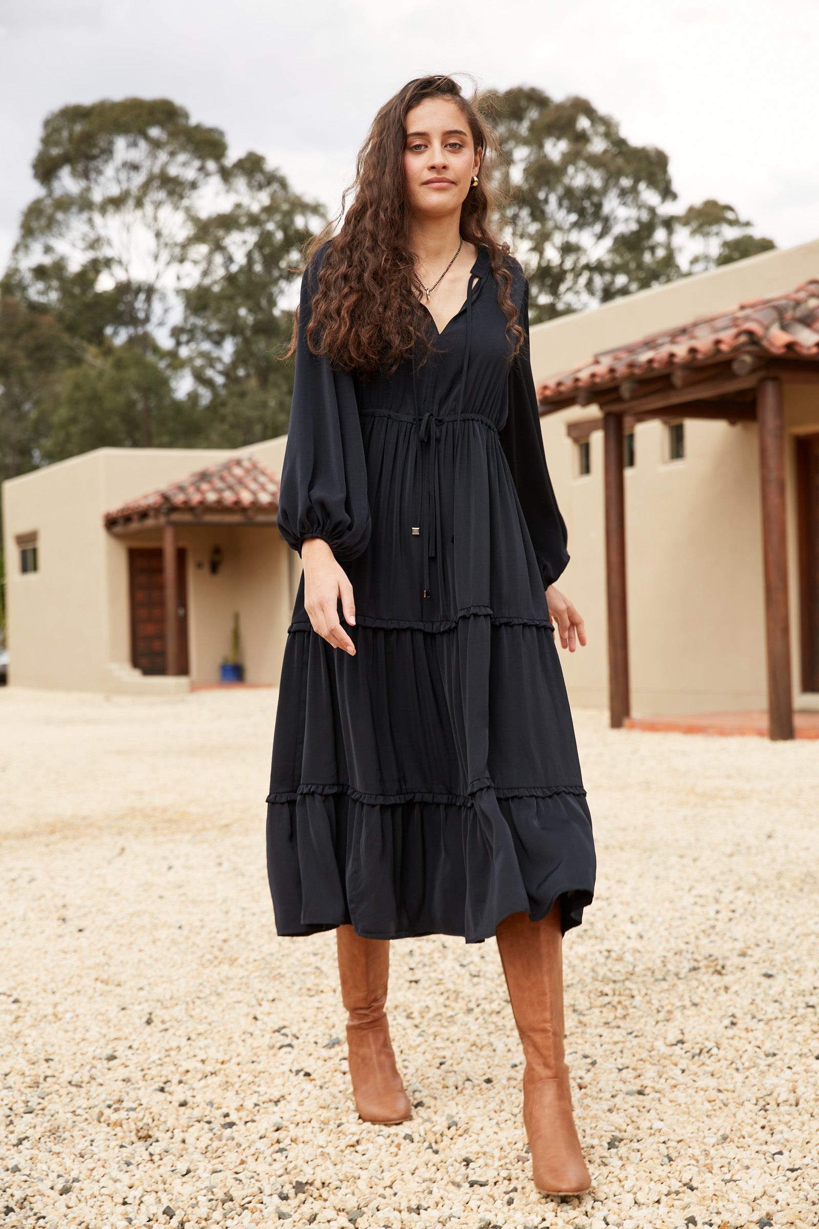 Mayan Tiered Maxi - Ebony - eb&ive Clothing - Dress Maxi