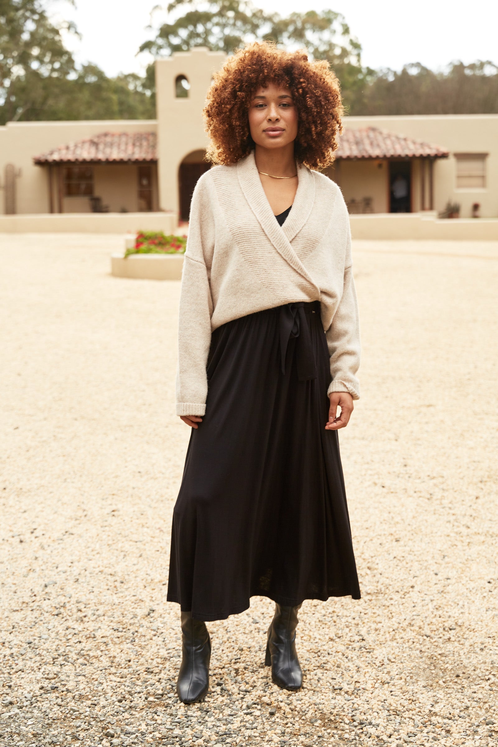 Studio Jersey Tie Skirt - Ebony - eb&ive Clothing - Skirt Maxi