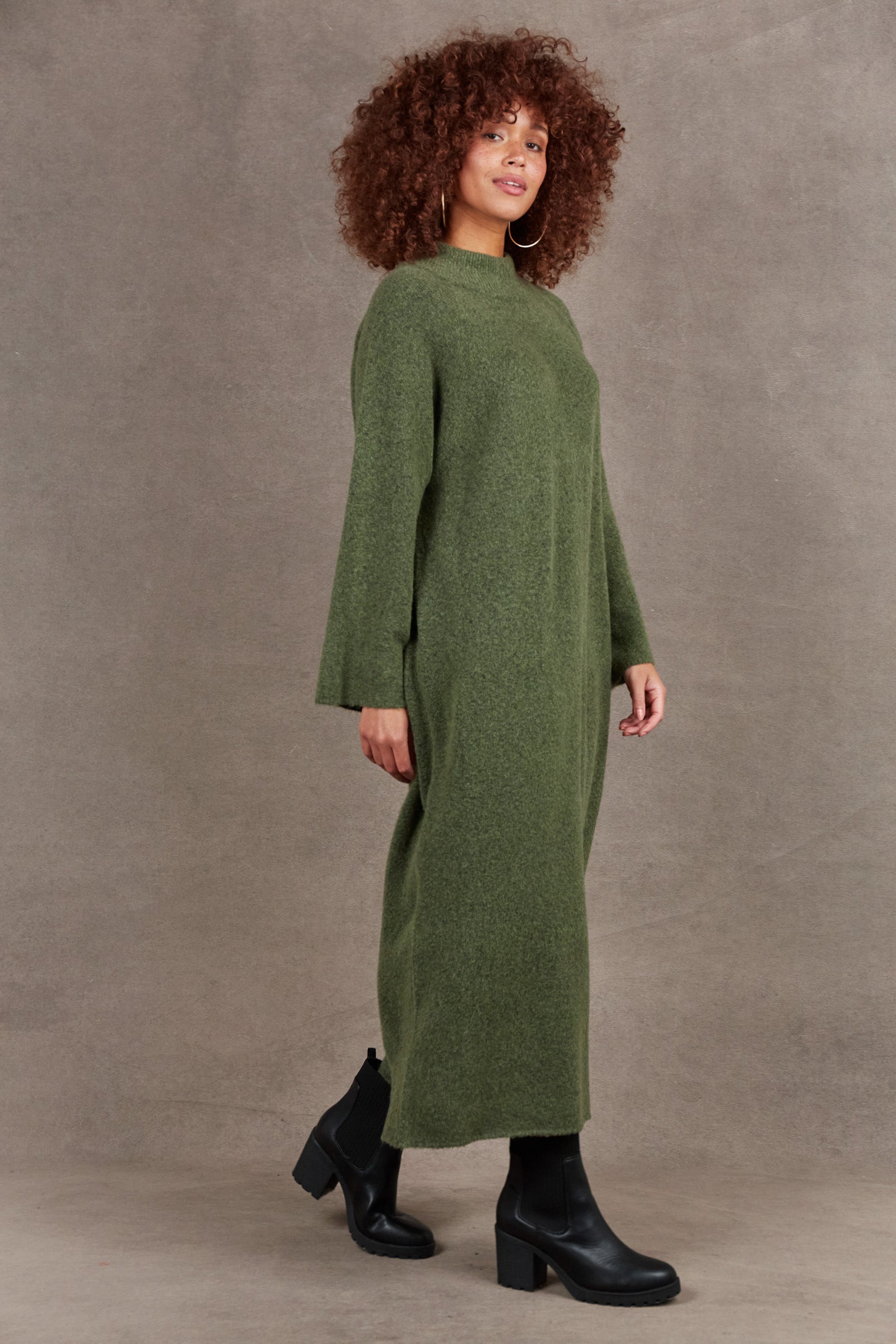 Paarl Tie Knit Dress - Moss - eb&ive Clothing - Knit Dress One Size