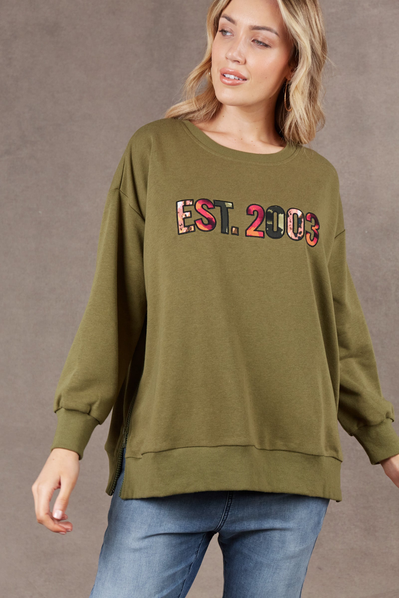 Est Sweat Top - Thyme - eb&ive Clothing - Top Jumper