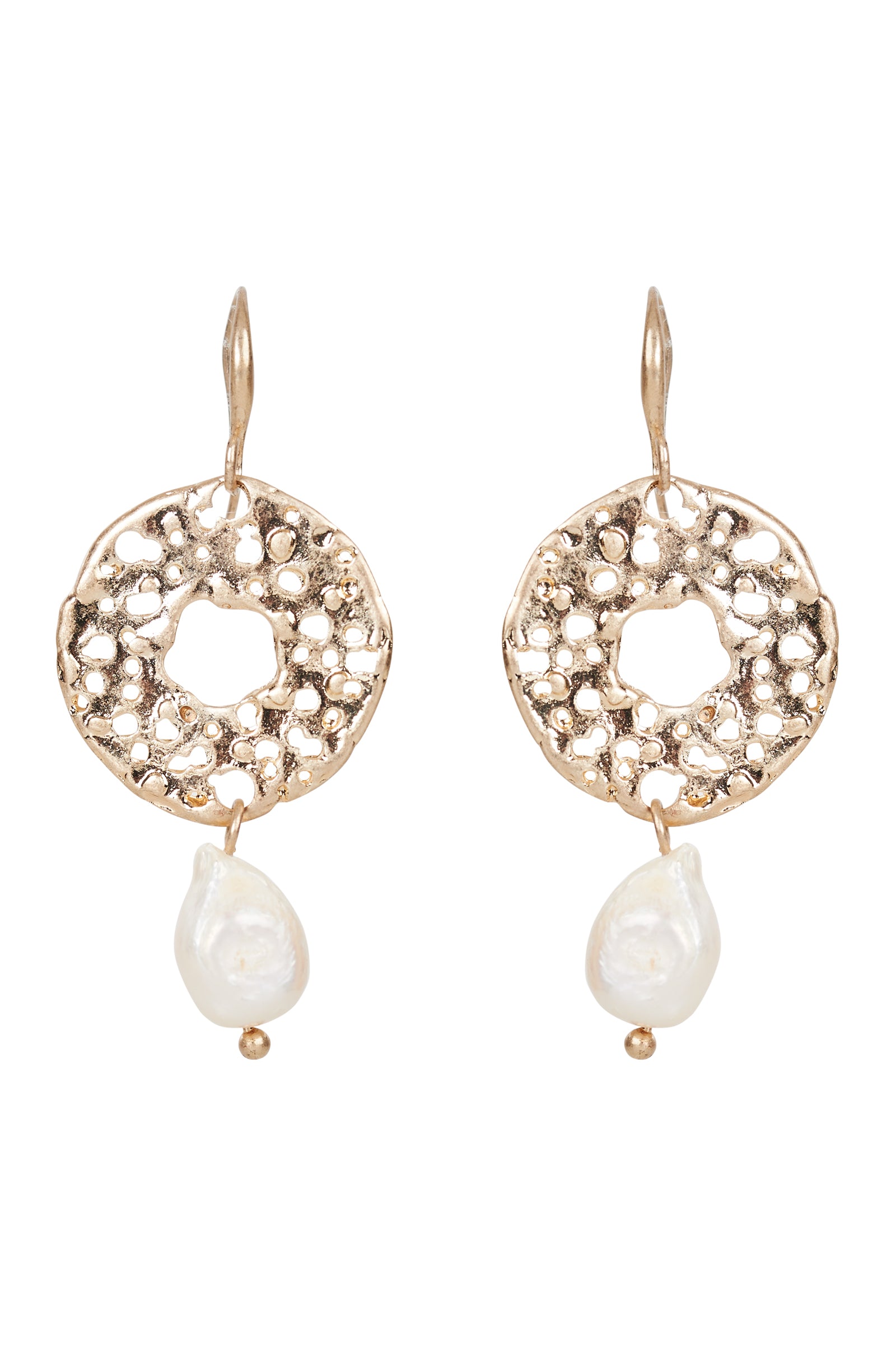 Nakako Pearl Earring - Gold Circle - eb&ive Earring