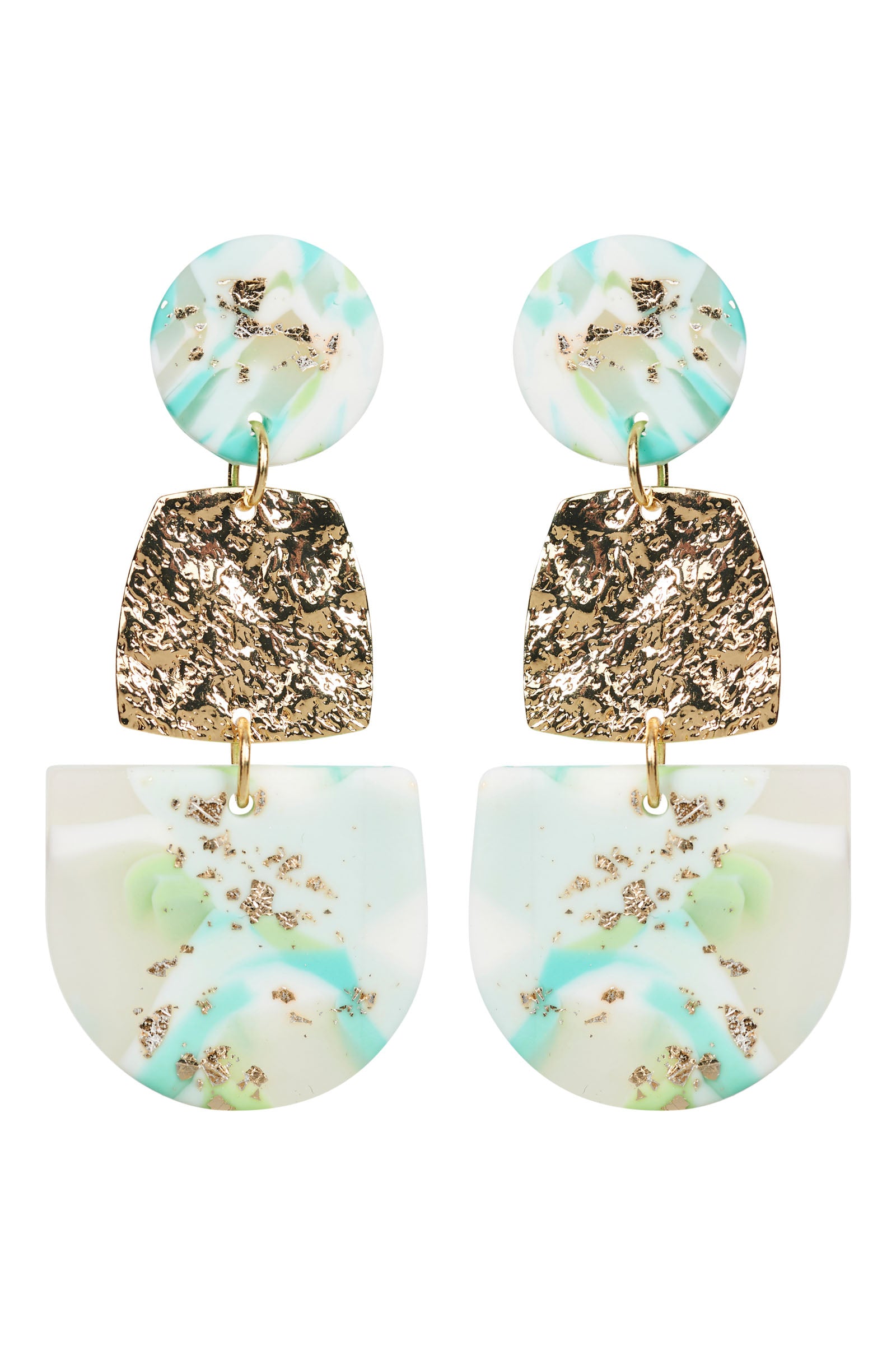 Mint and gold offers resin statement earrings