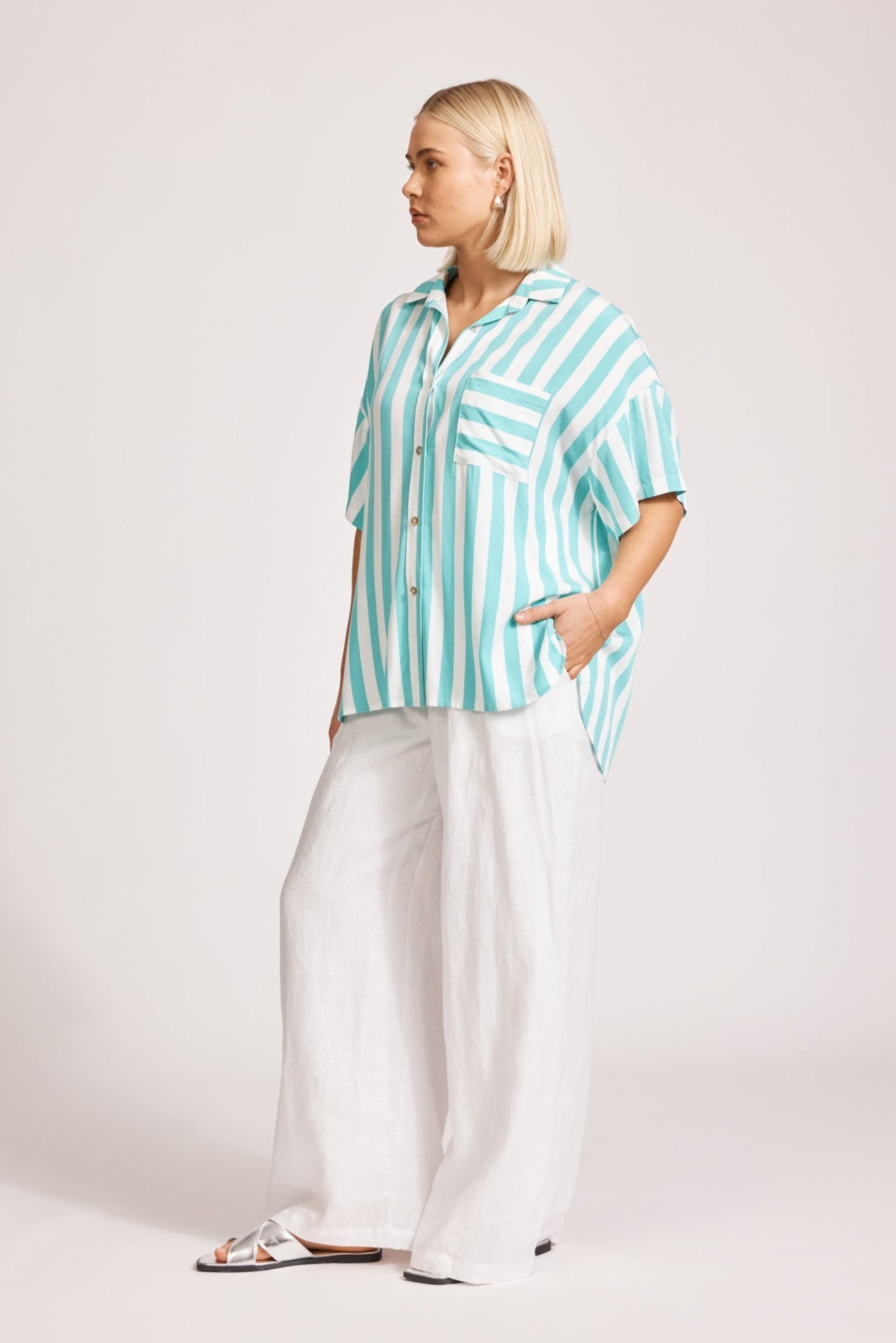 Treville Stripe Shirt - Aqua