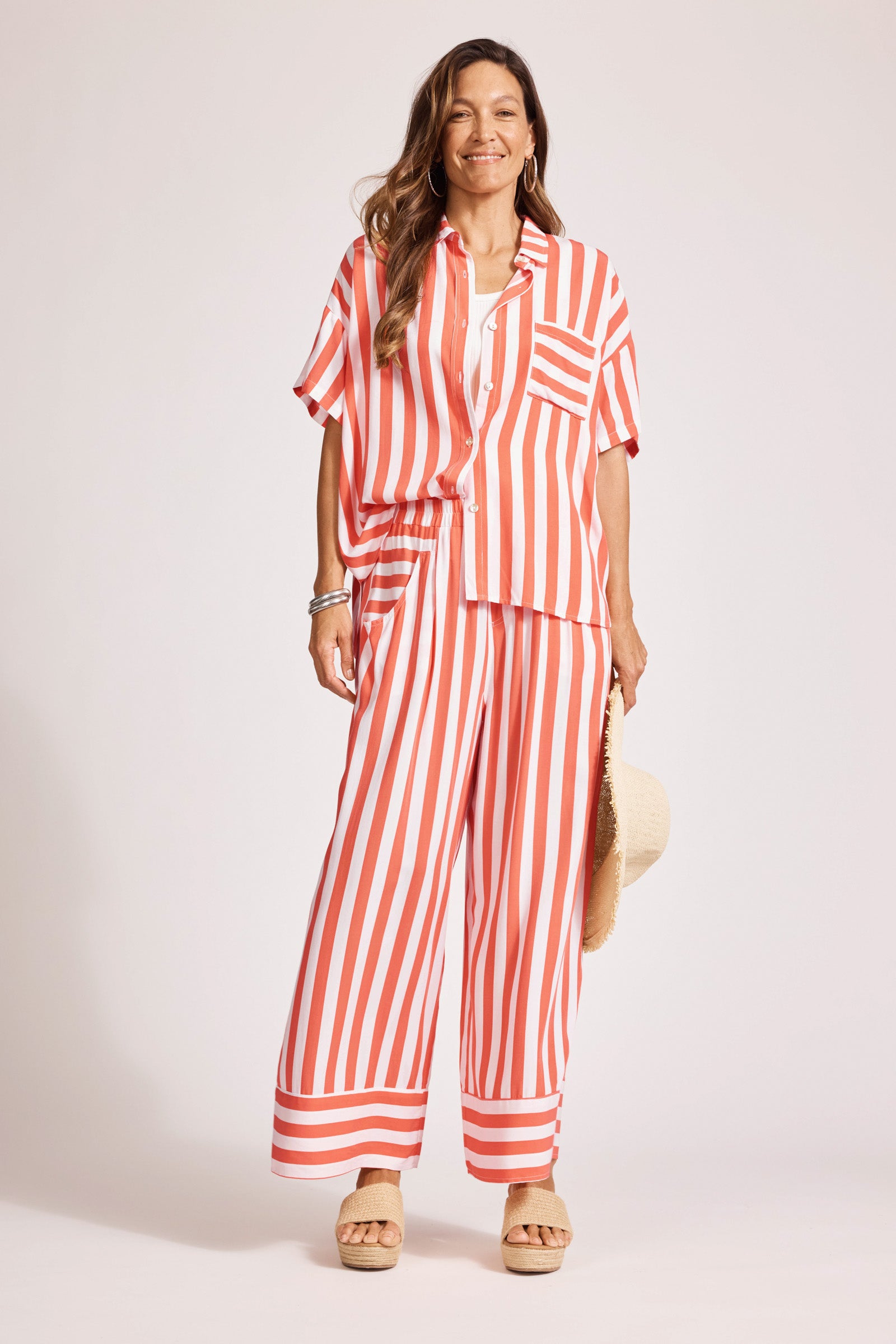 Treville Stripe Shirt - Coral