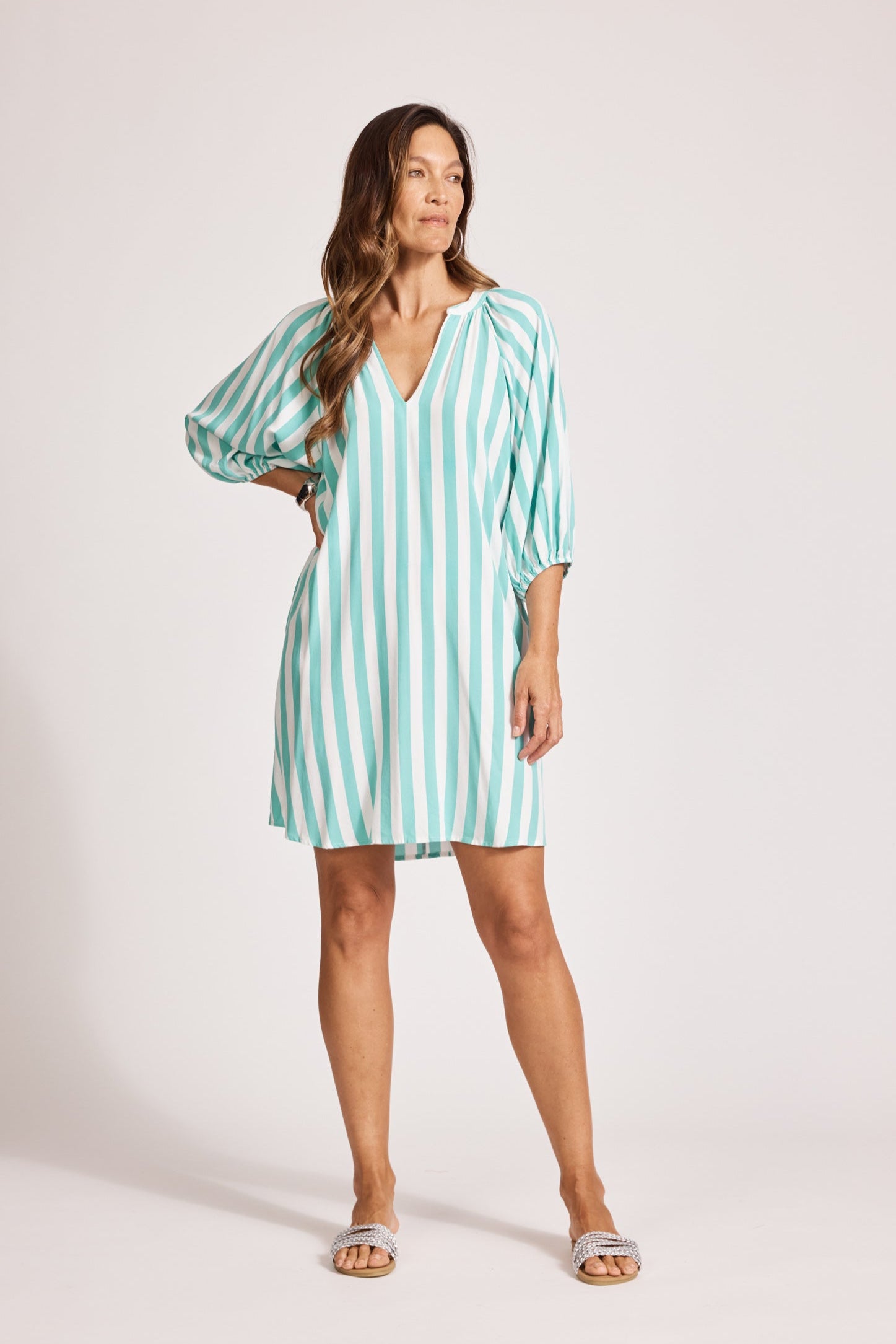 Treville Stripe Dress - Aqua