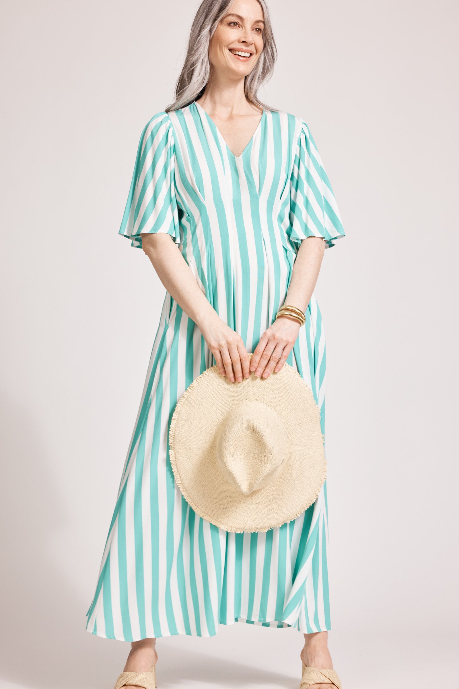 Treville Stripe Maxi Dress - Aqua