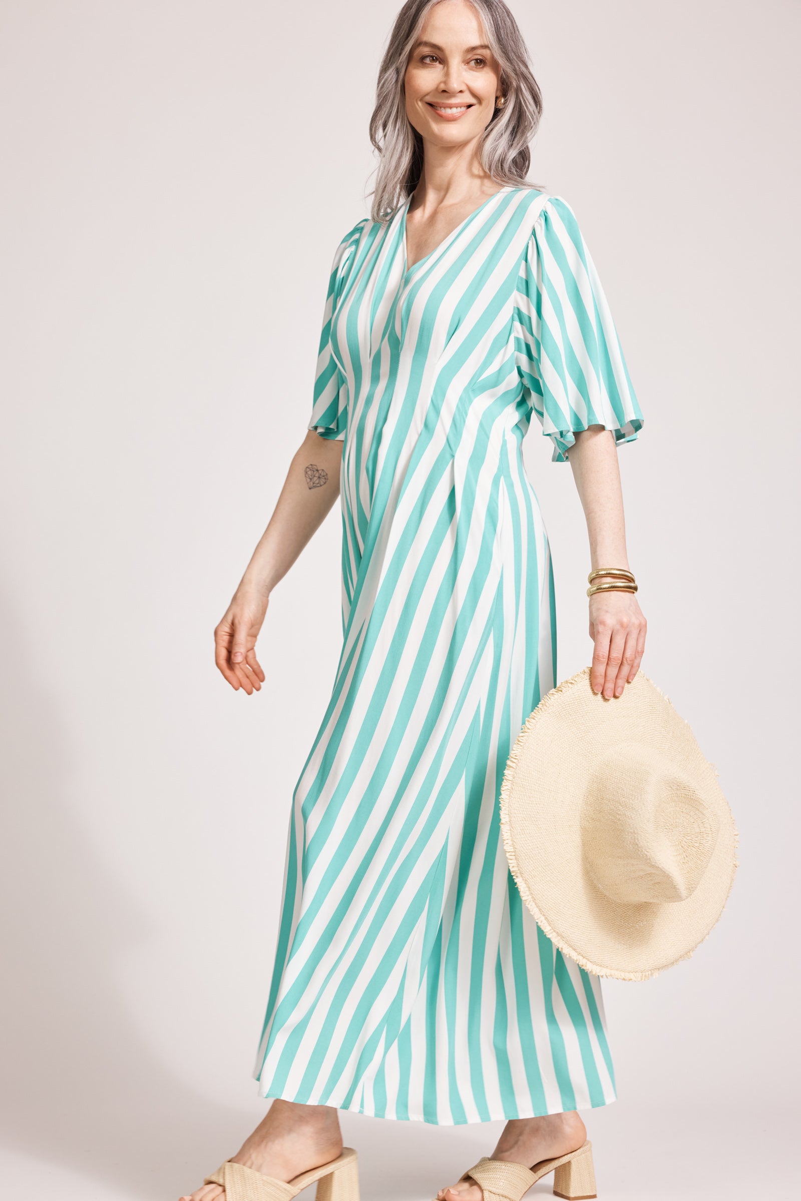 Treville Stripe Maxi Dress - Aqua