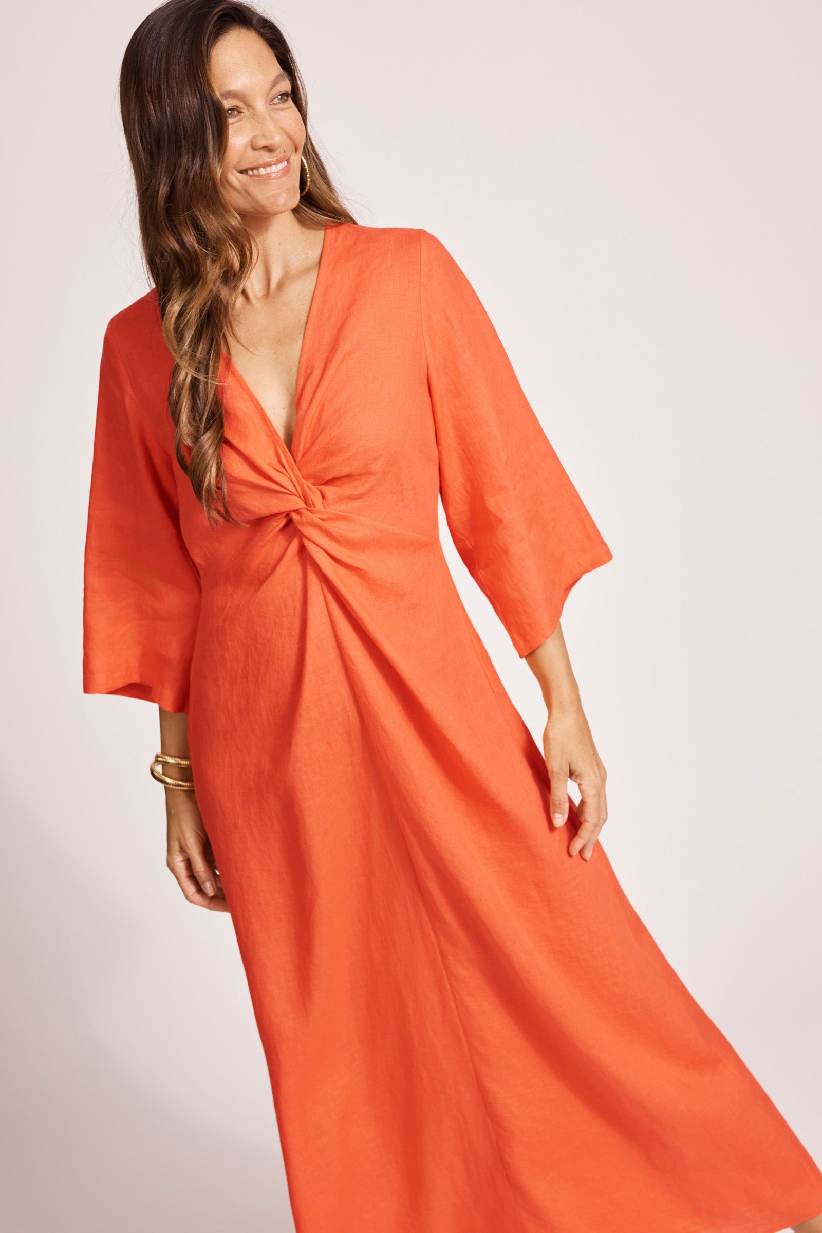 Miramar Twist Maxi Dress - Coral