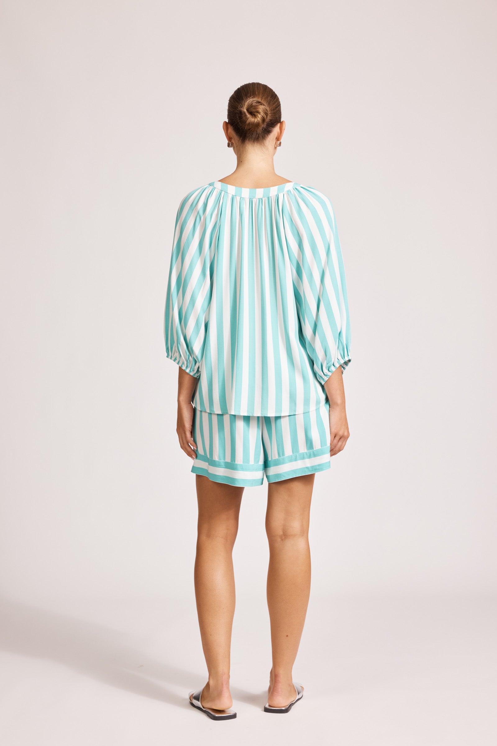 Treville Stripe Blouse - Aqua
