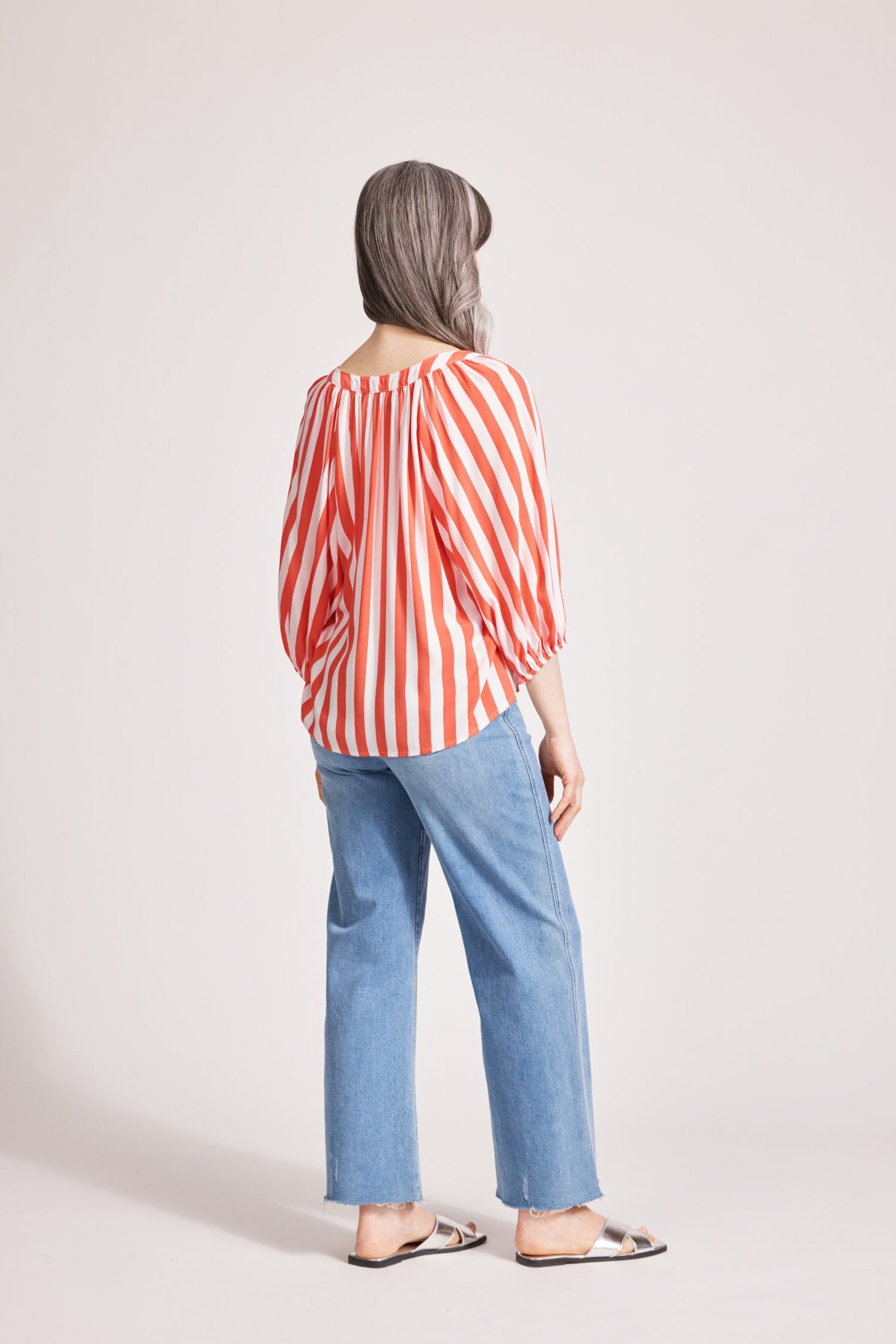 Treville Stripe Blouse - Coral