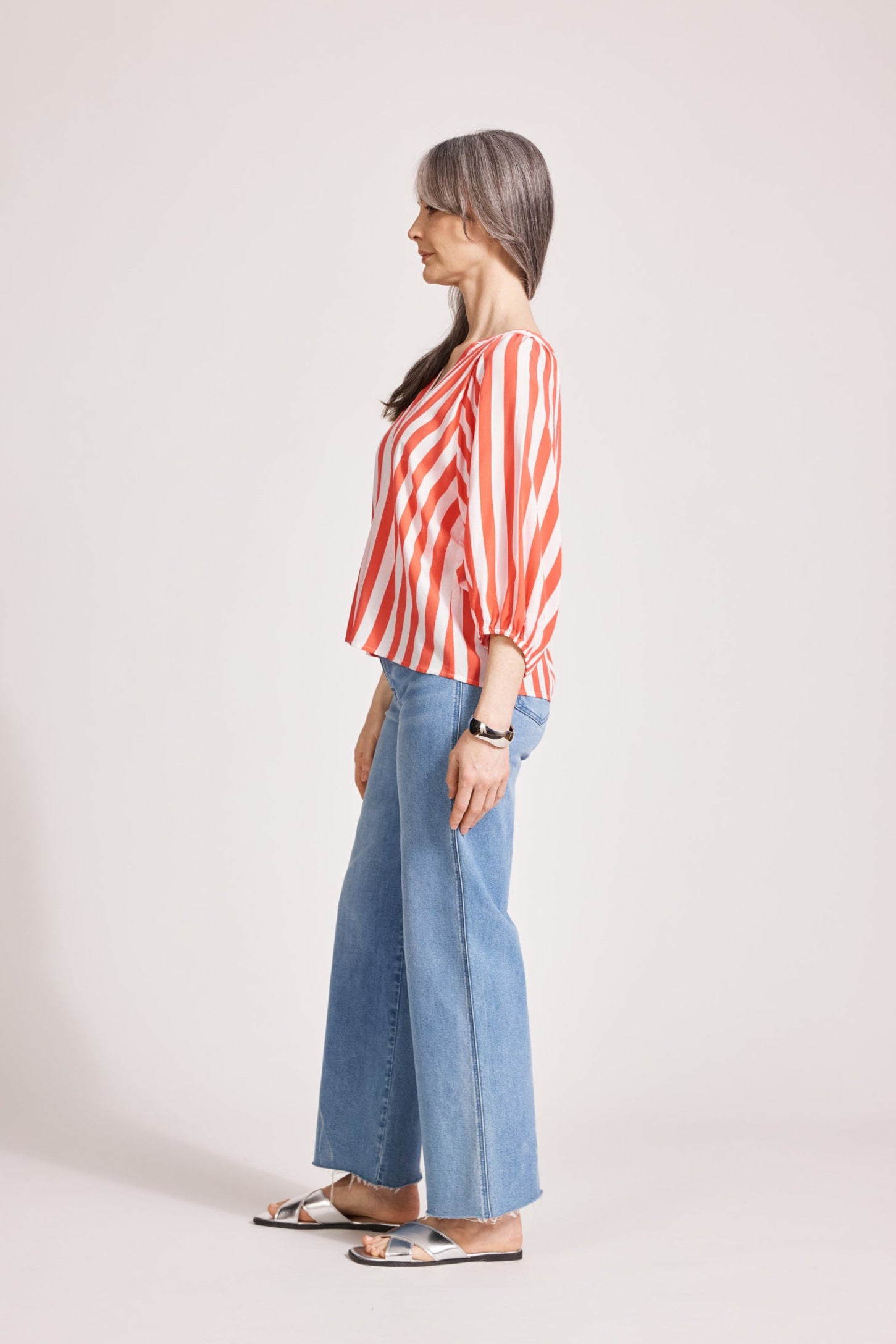 Treville Stripe Blouse - Coral