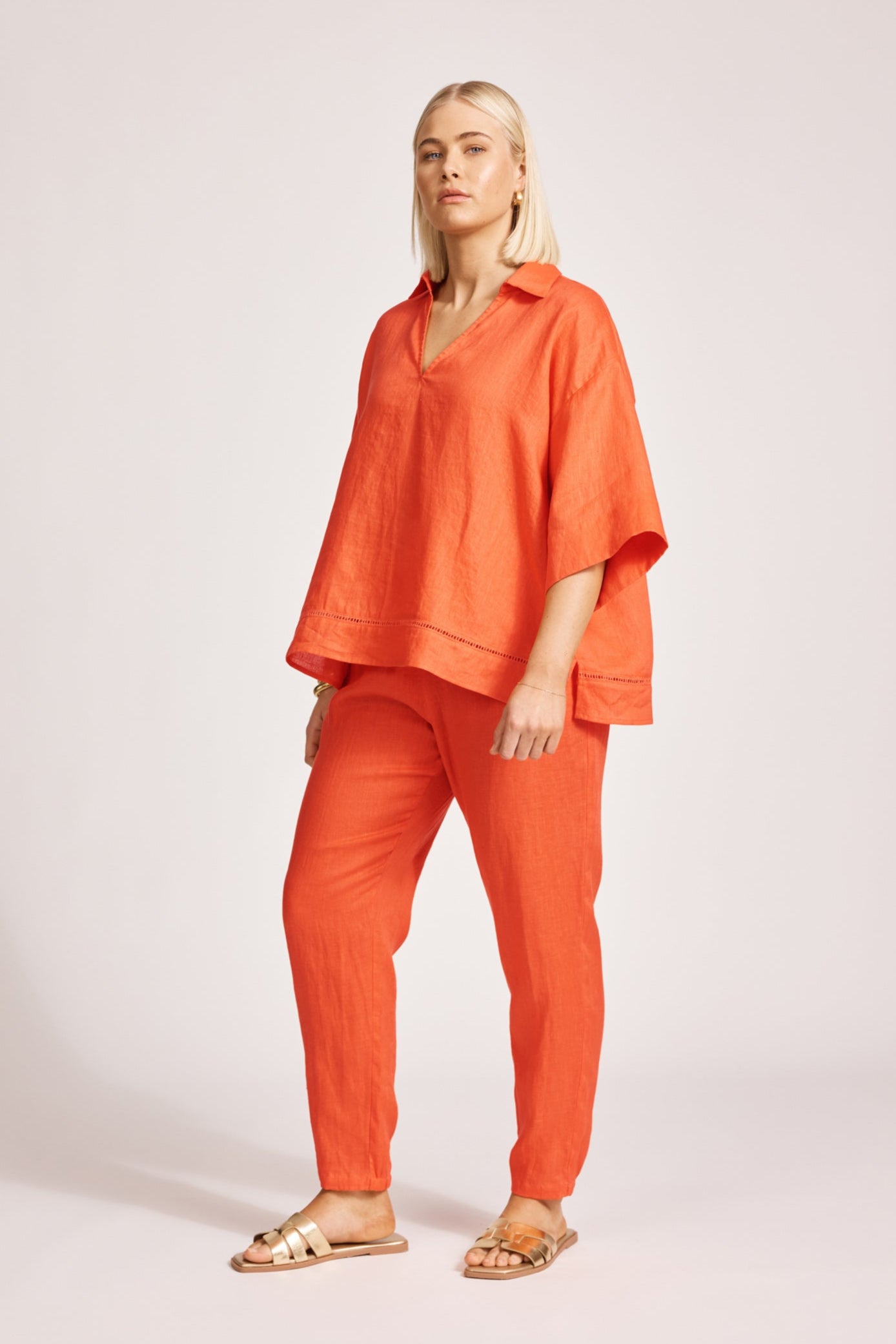 Miramar Collared Top - Coral