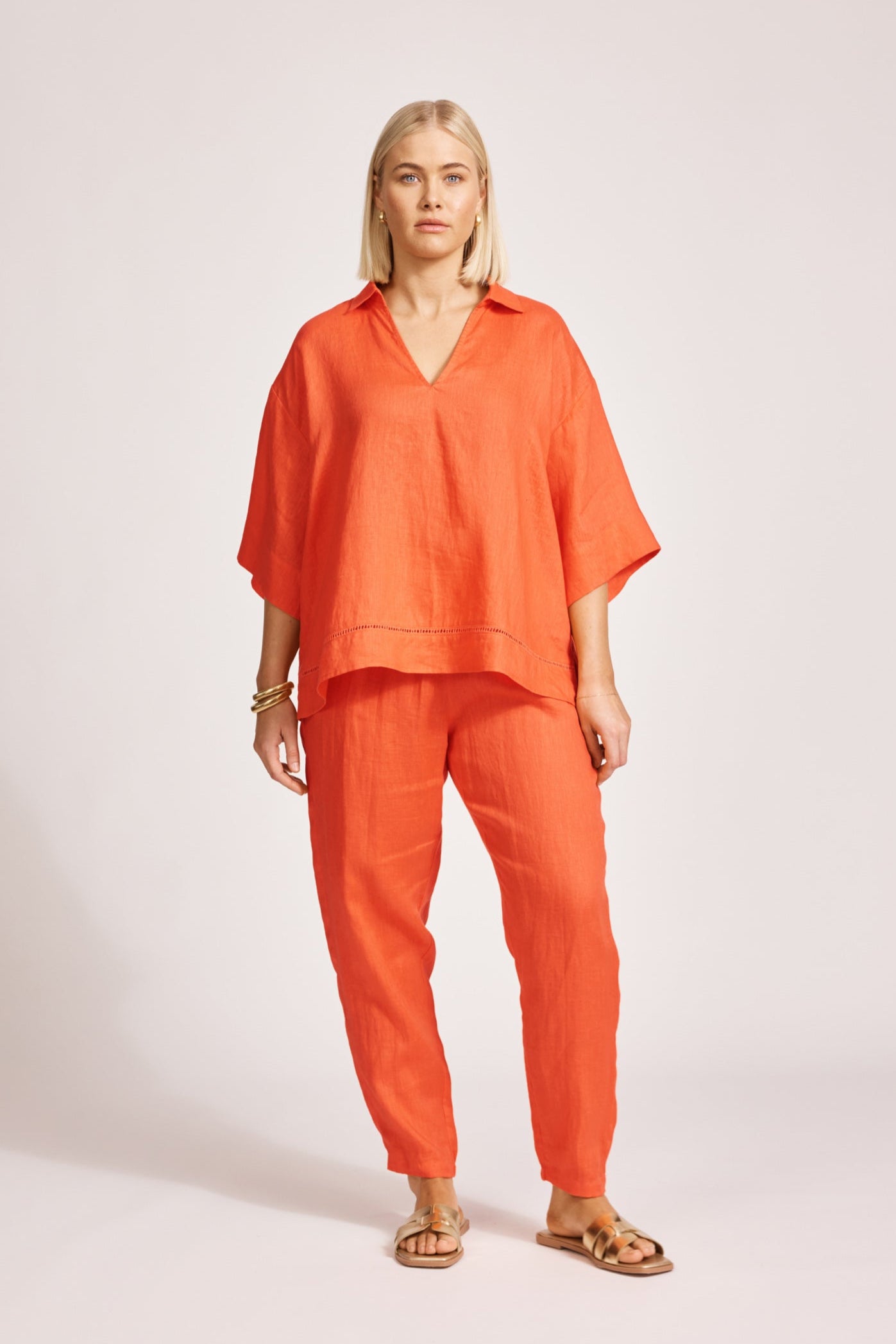 Miramar Collared Top - Coral