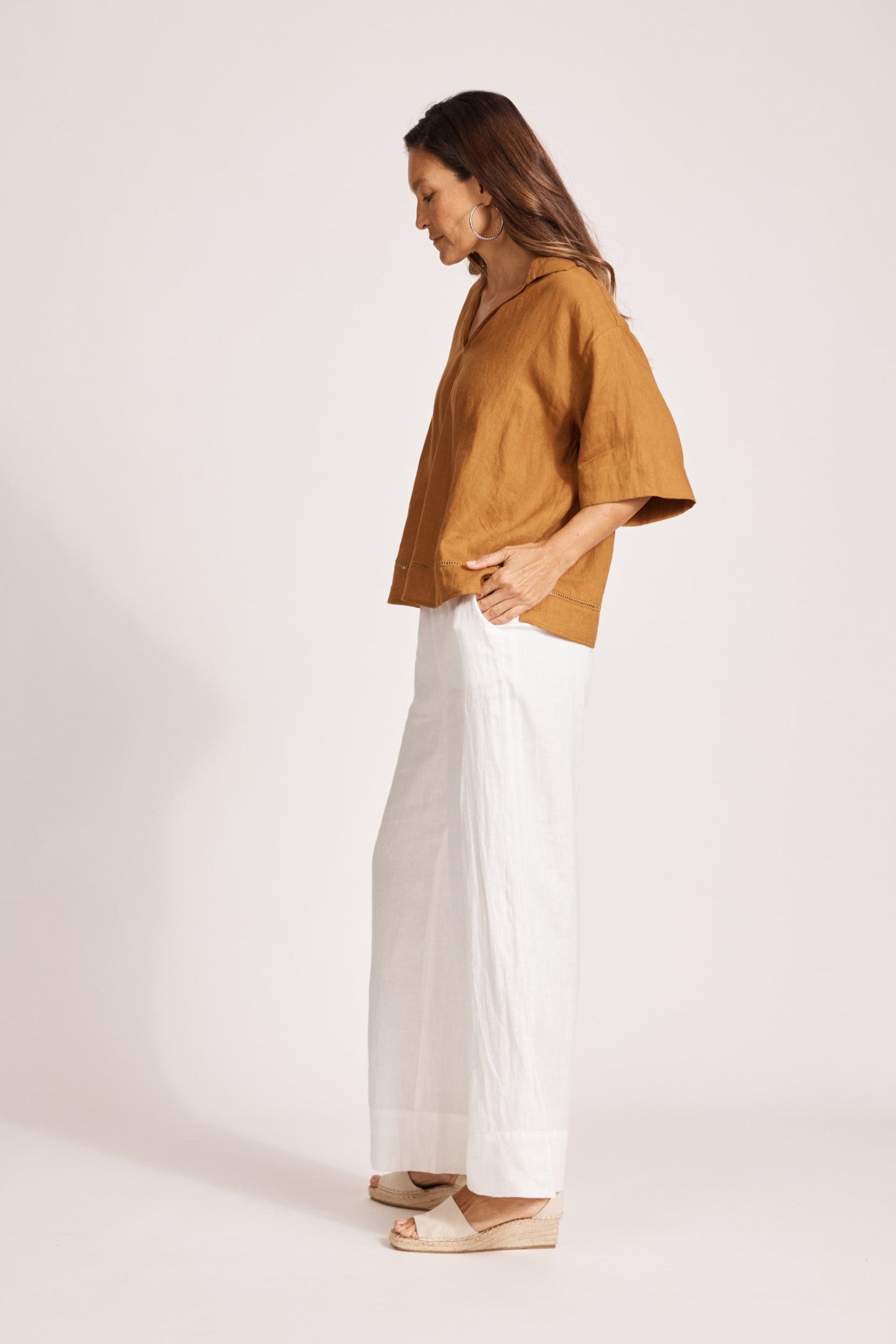 Miramar Collared Top - Caramel