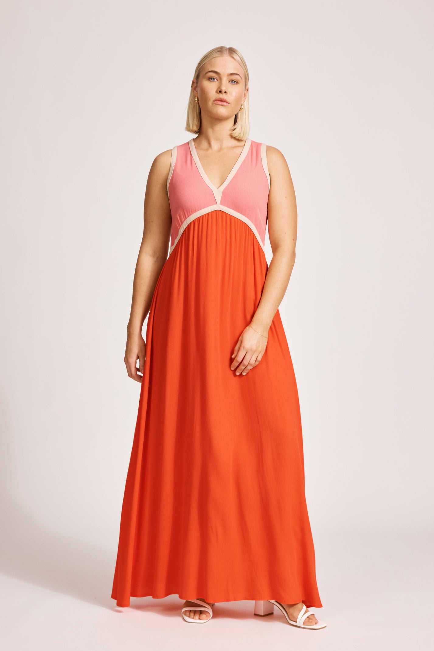 Alegria Spliced Maxi Dress - Cameo/Coral