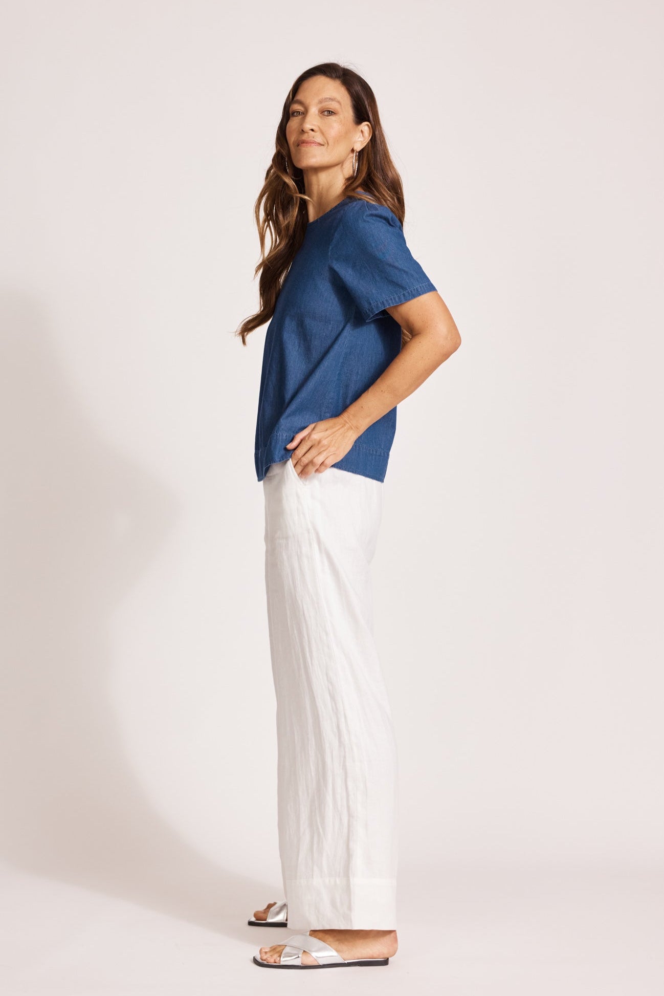 Melenia Denim Top - Indigo