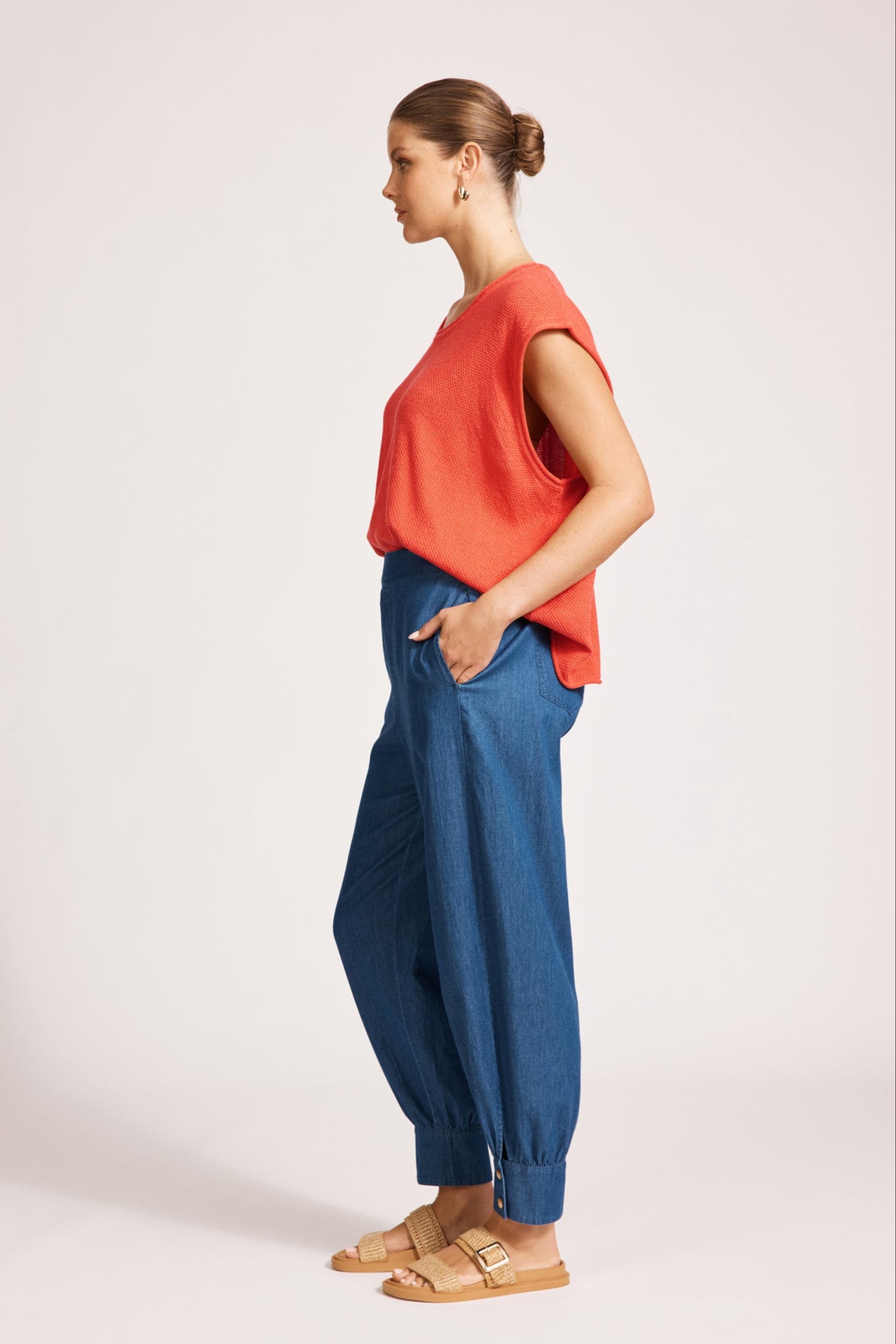 Melenia Denim Crop Pant - Indigo