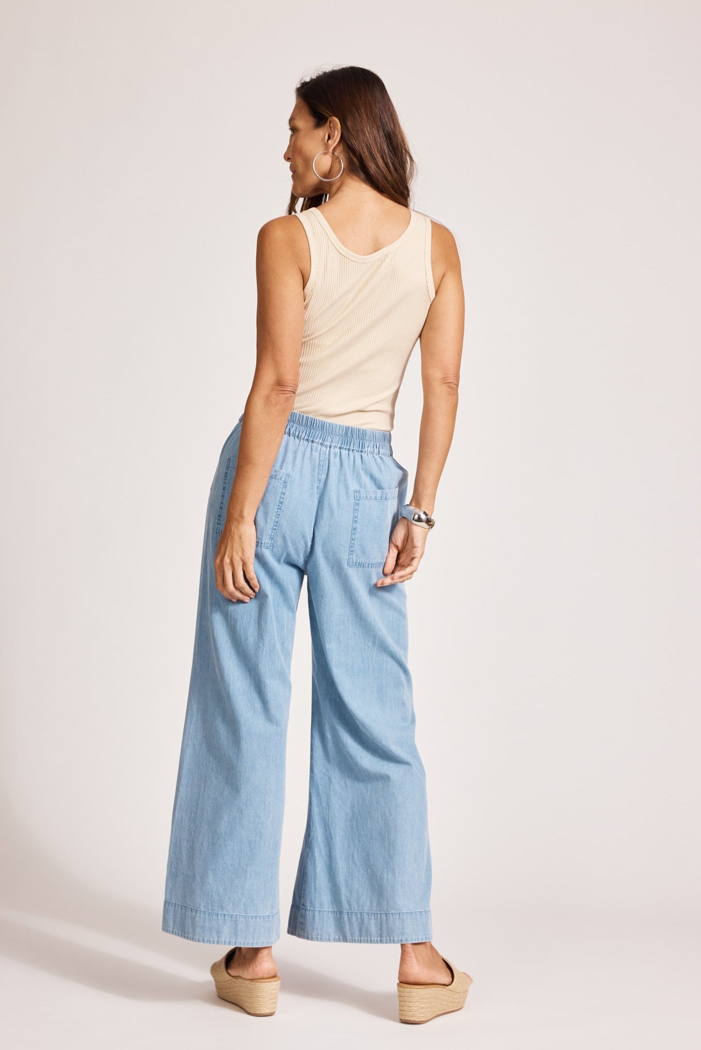 Melenia Denim Split Pant - Denim