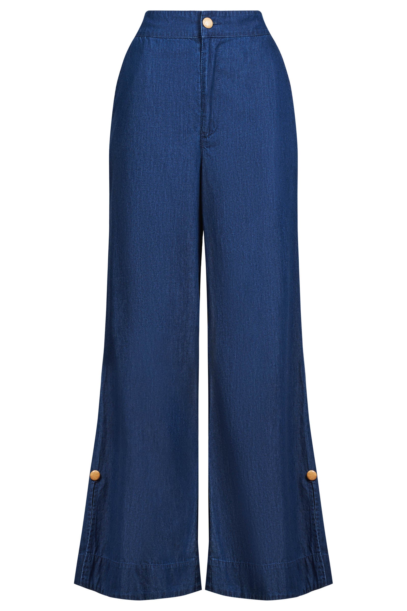 Melenia Denim Split Pant - Indigo